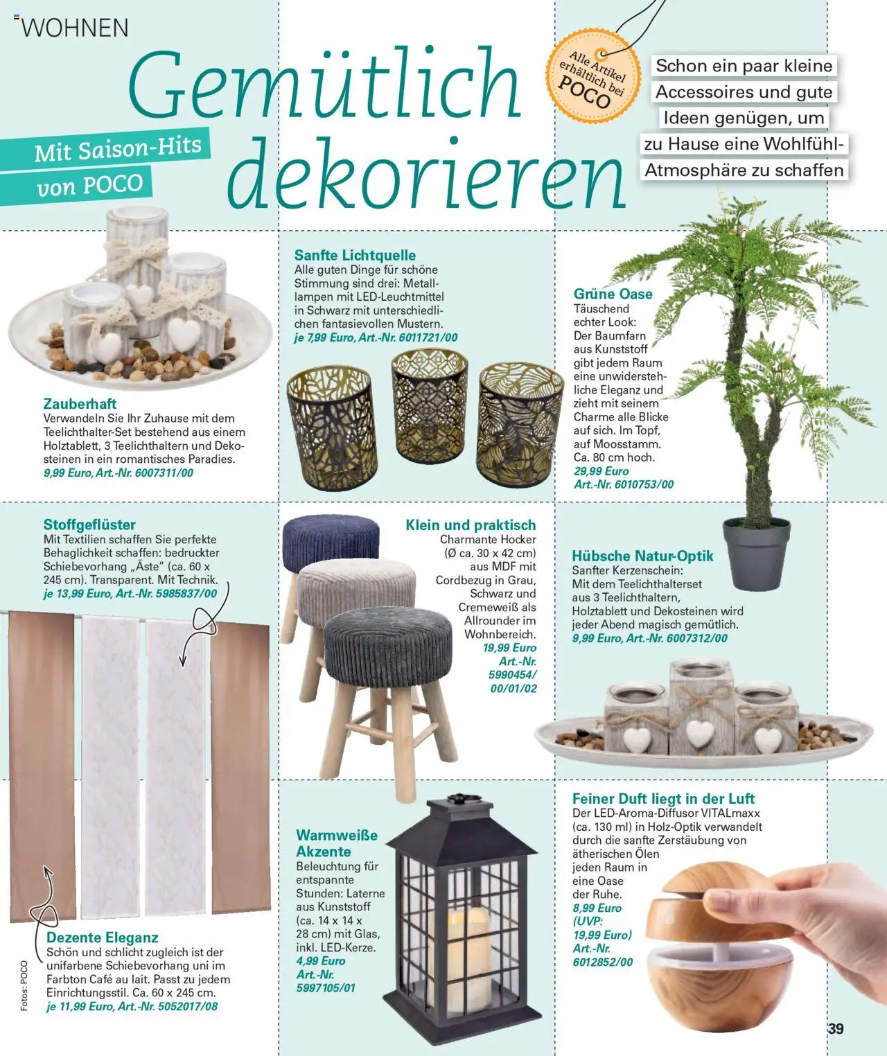 Poco Wohnwelt Herbst 2025 – gültig ab 01.09.2025 | Seite: 39 | Produkte: Hocker, Duft