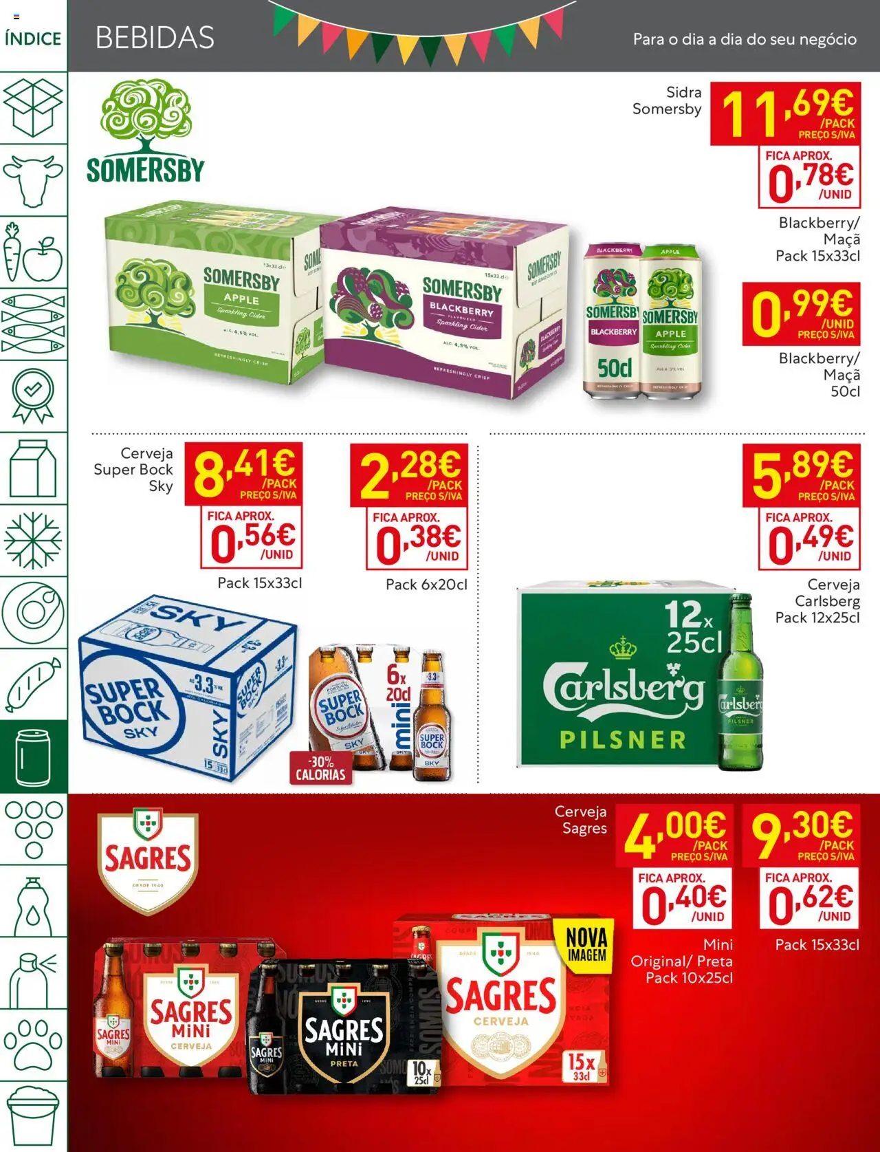 Recheio folheto │ válido de 24.06.2025 | Página: 34 | Produtos: Super bock sky, Super bock, Maça, Cerveja