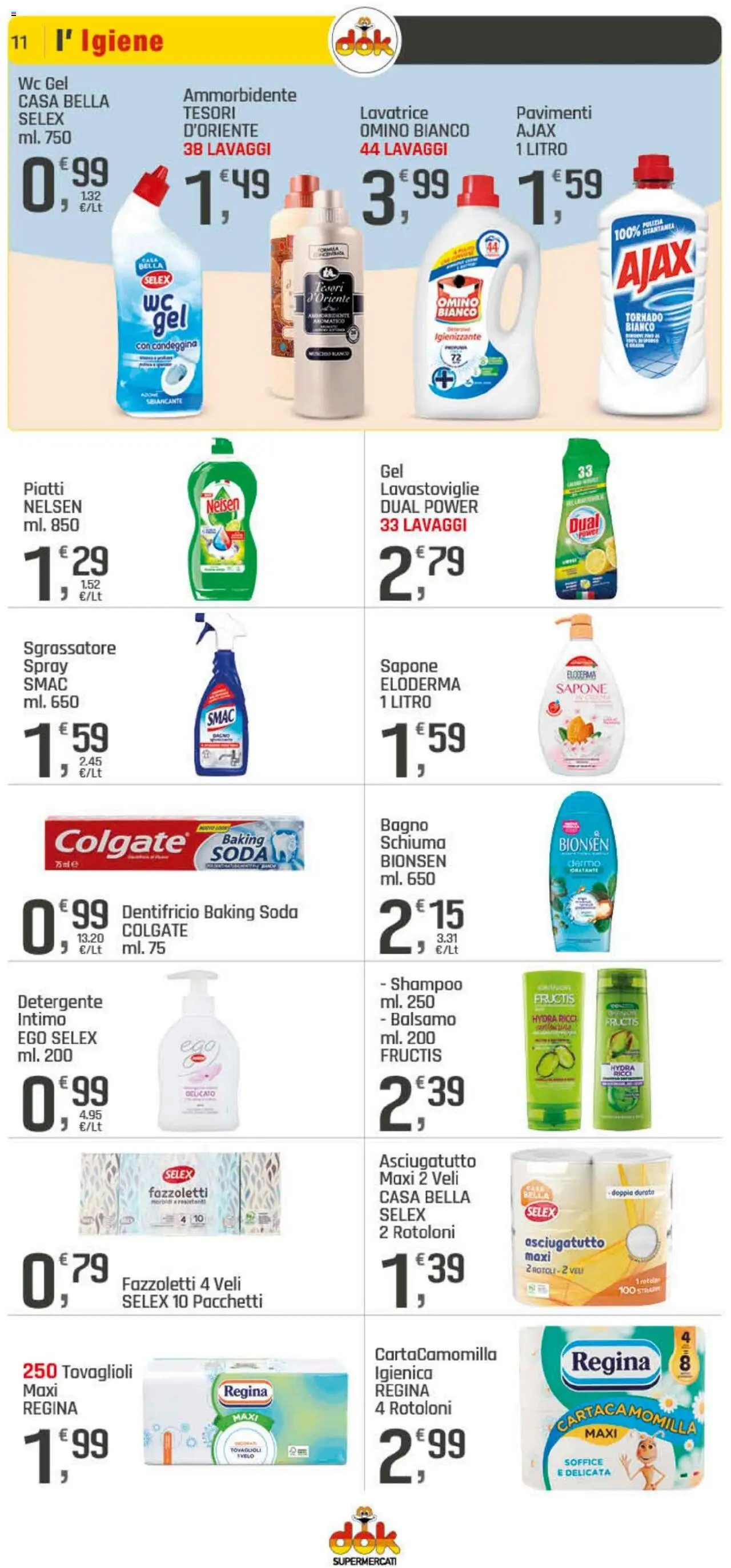 Volantino DOK del 23.10.2025 | Pagina: 11 | Prodotti: Ammorbidente, Detergente, Candeggina, Intimo