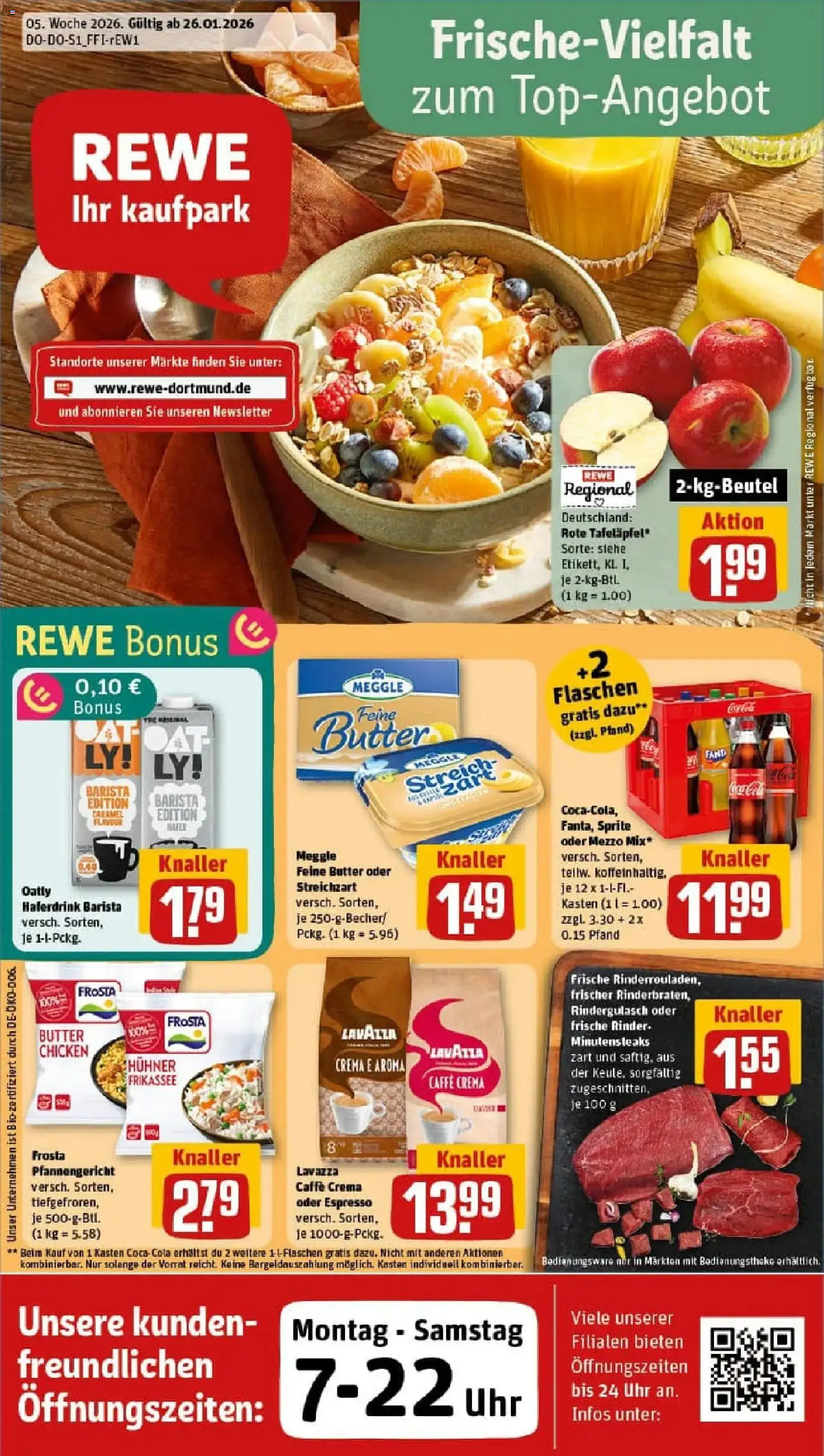 Rewe prospekt Winterberg	 – gültig ab 26.01.2026 | Seite: 1 | Produkte: Cola, Butter, Frosta, Uhr
