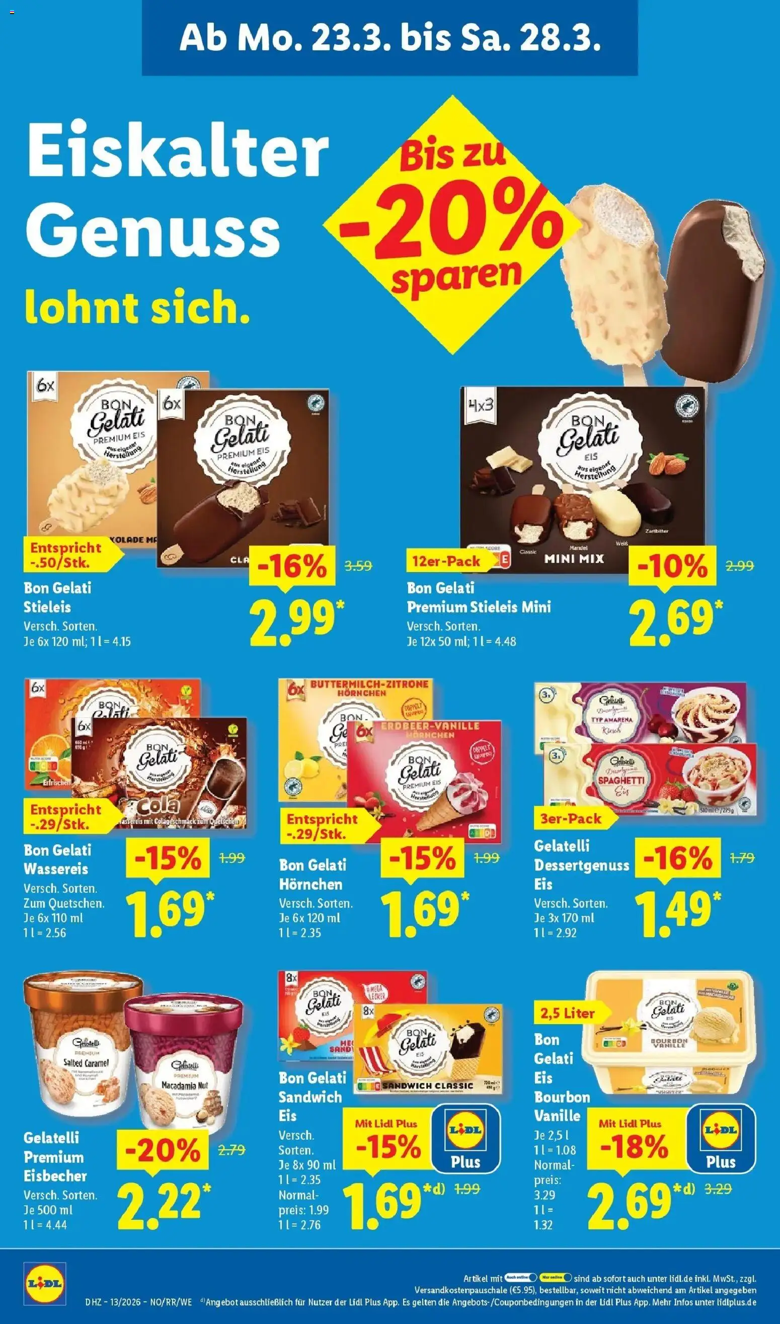 Lidl Prospekt Plettenberg – gültig ab 23.03.2026 | Seite: 22 | Produkte: Cola, Bourbon, Eis