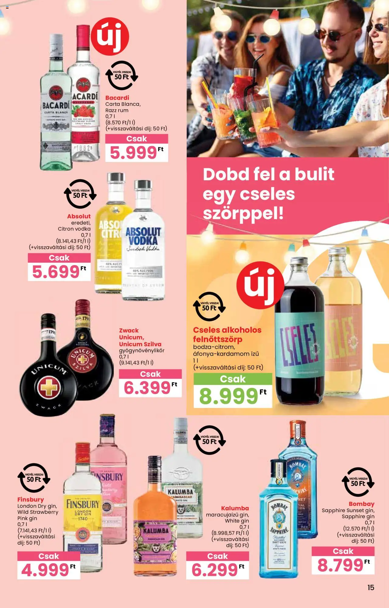 Interspar akciós ujság - amely érvényes a következő dátumtól: 05.06.2025 | Oldal: 15 | Termékek: Bacardi, Szilva, Rum, Gin