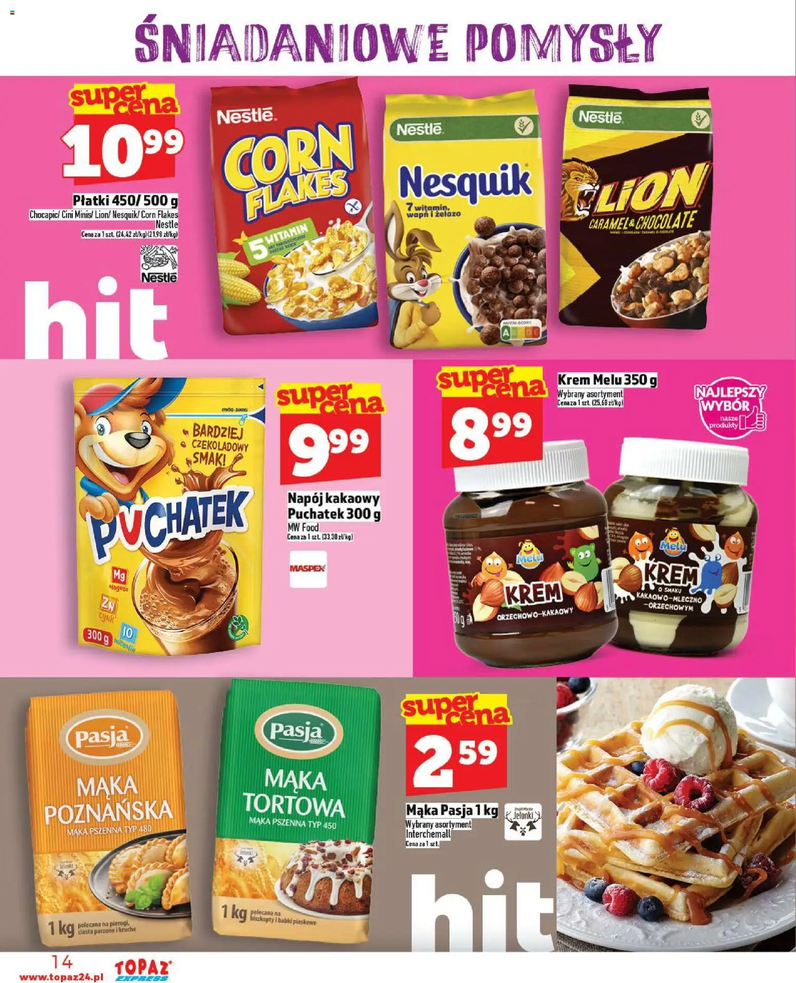 Topaz Gazetka - Express od 13.11.2025 | Strona: 14 | Produkty: Żelazo, Płatki, Krem, Corn Flakes