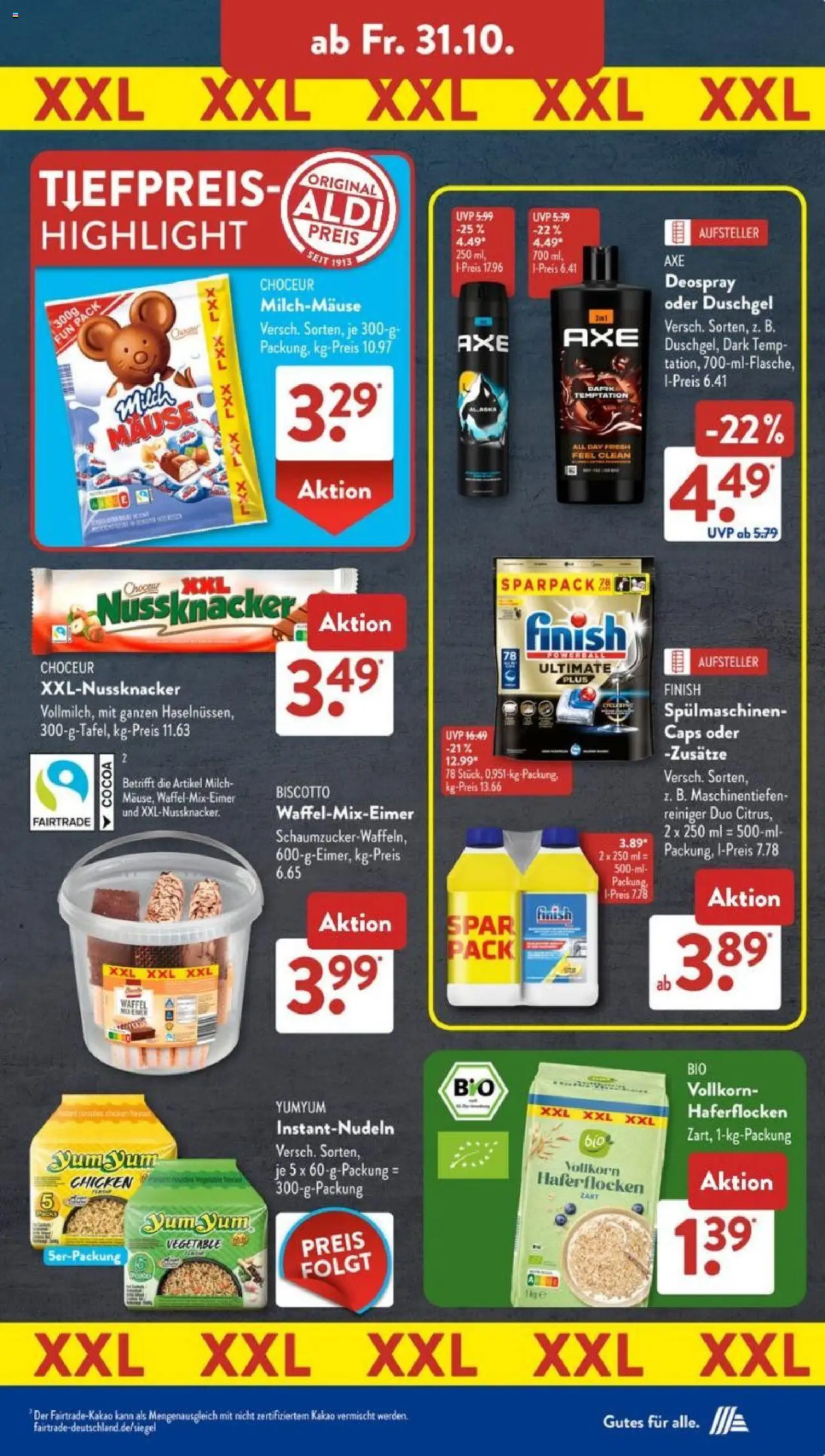 Aldi Süd Prospekt 	 – gültig ab 27.10.2025 | Seite: 15 | Produkte: Milch, Finish, Duschgel, Deospray
