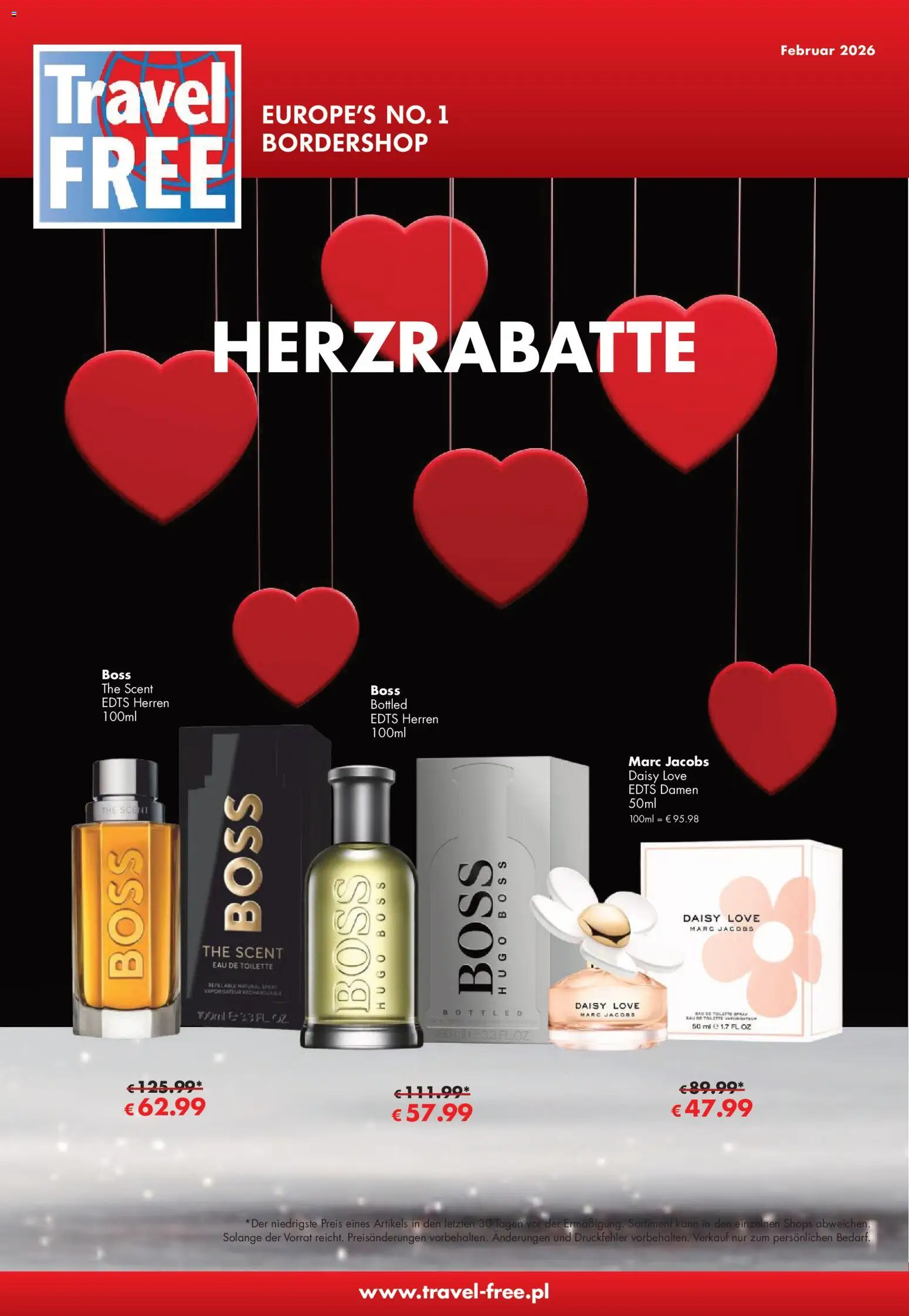 Travel Free Angebote – gültig ab 01.02.2026 | Seite: 1 | Produkte: Toilette, Eau de Toilette, Hugo