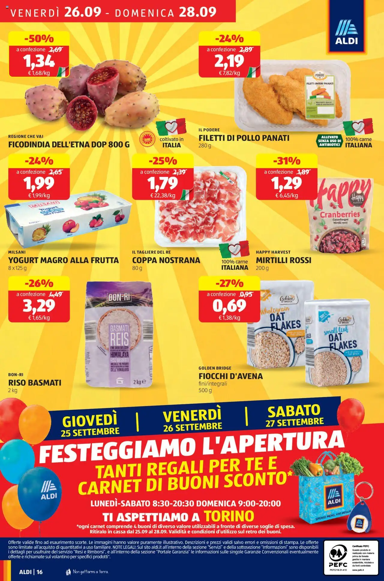 Volantino Aldi del 25.09.2025 | Pagina: 16 | Prodotti: Yogurt, Pollo, Tè, Frutta
