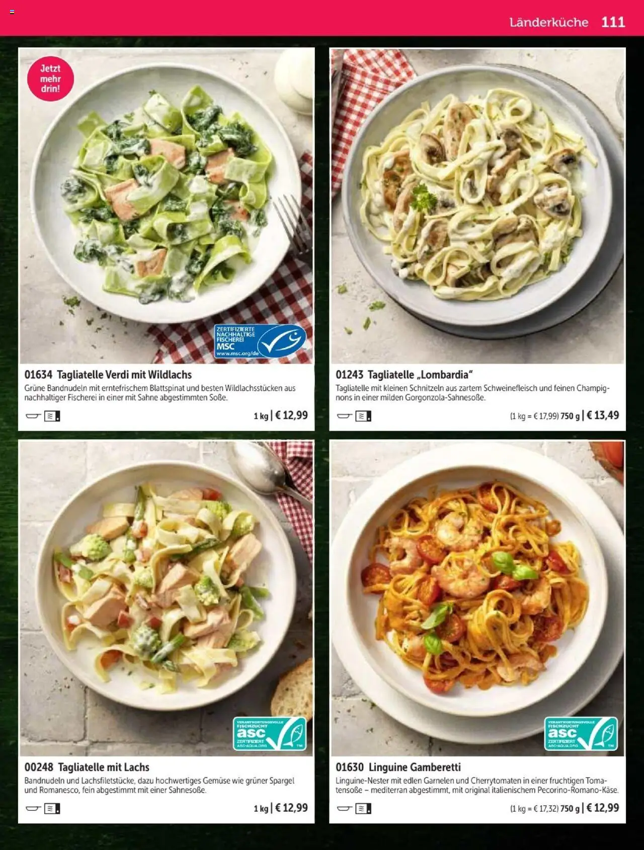 Bofrost Katalog – gültig ab 07.09.2025 | Seite: 111 | Produkte: Garnelen, Spargel, Schweinefleisch, Sahne