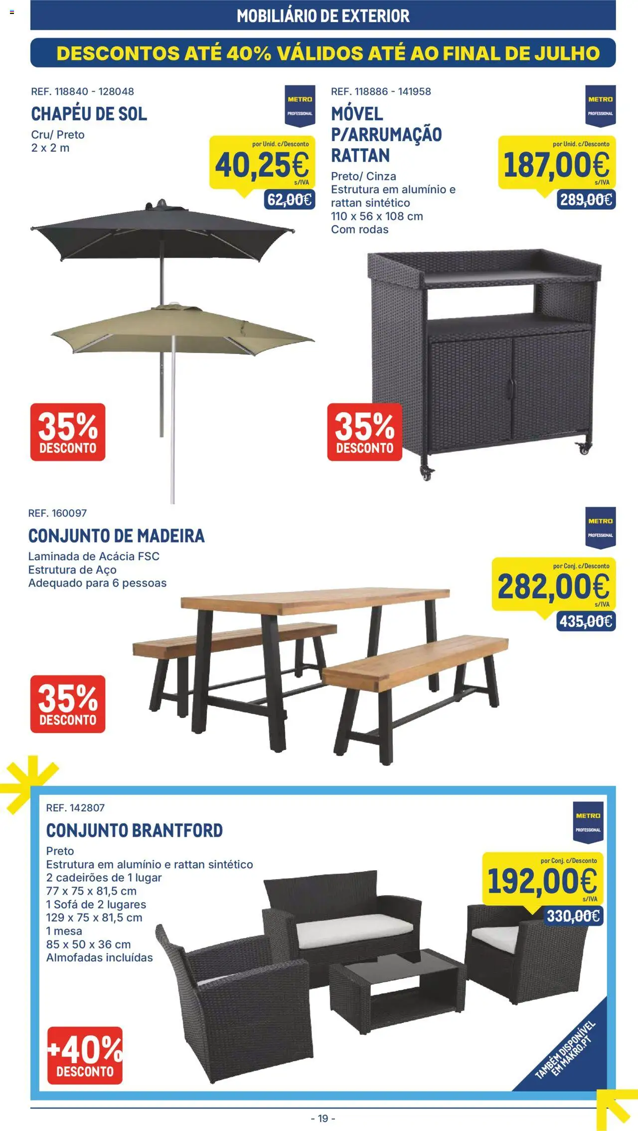 Makro folheto │ válido de 22.07.2025 | Página: 19 | Produtos: Chapéu, Sofá, Mesa