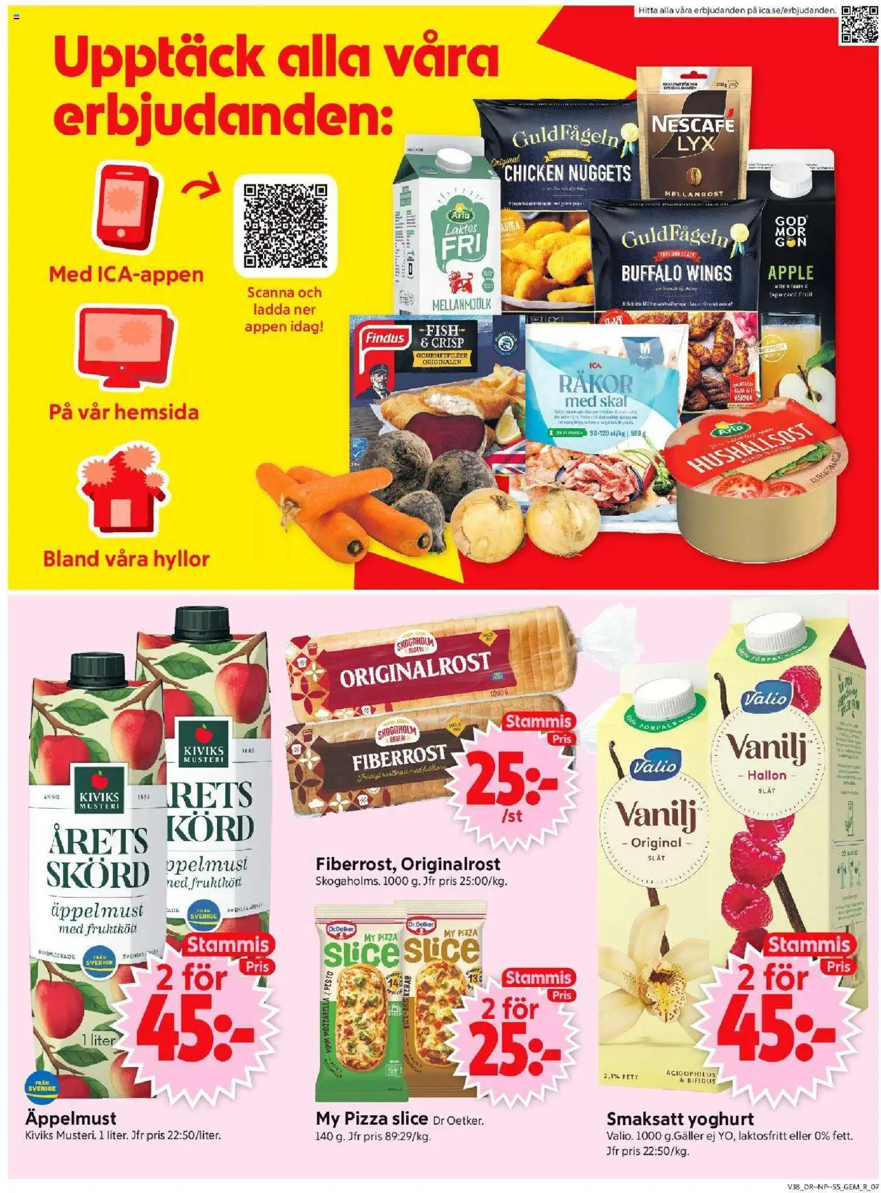 ICA Supermarket reklamblad aktuell från 15.09.2025 | Sida: 9 | Produkter: Gem, Räkor, Yoghurt, Äpple