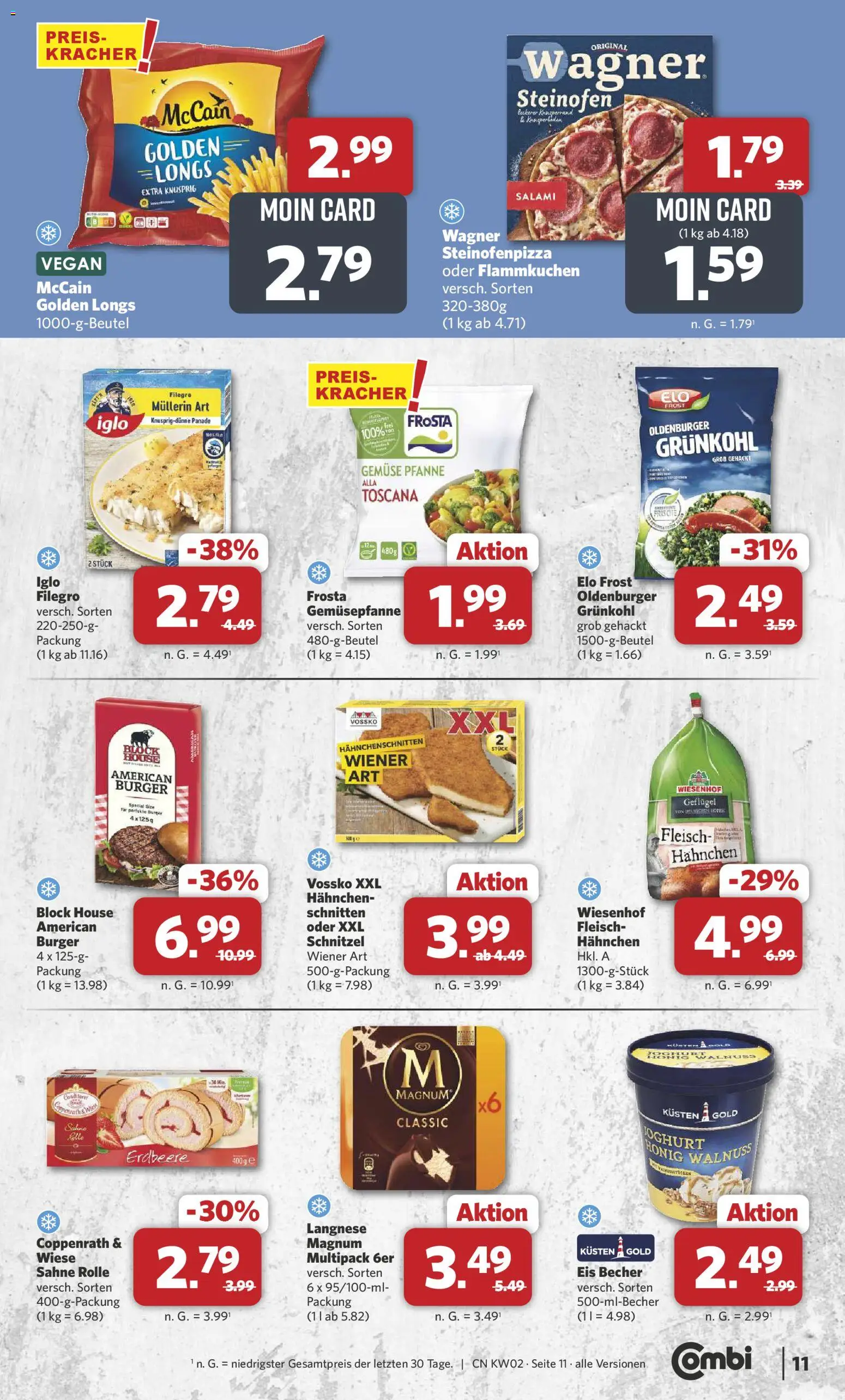 Combi Prospekt 	 – gültig ab 05.01.2026 | Seite: 11 | Produkte: Burger, Gemüse, Salami, Sahne