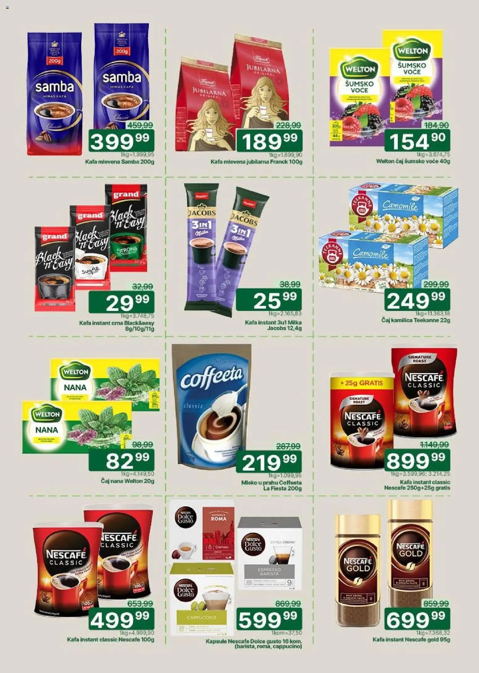 Univerexport katalog - važi od 30.03.2026 | Strana: 16 | Proizvode: Dolce Gusto, Mleko u prahu, Teekanne, Kafa