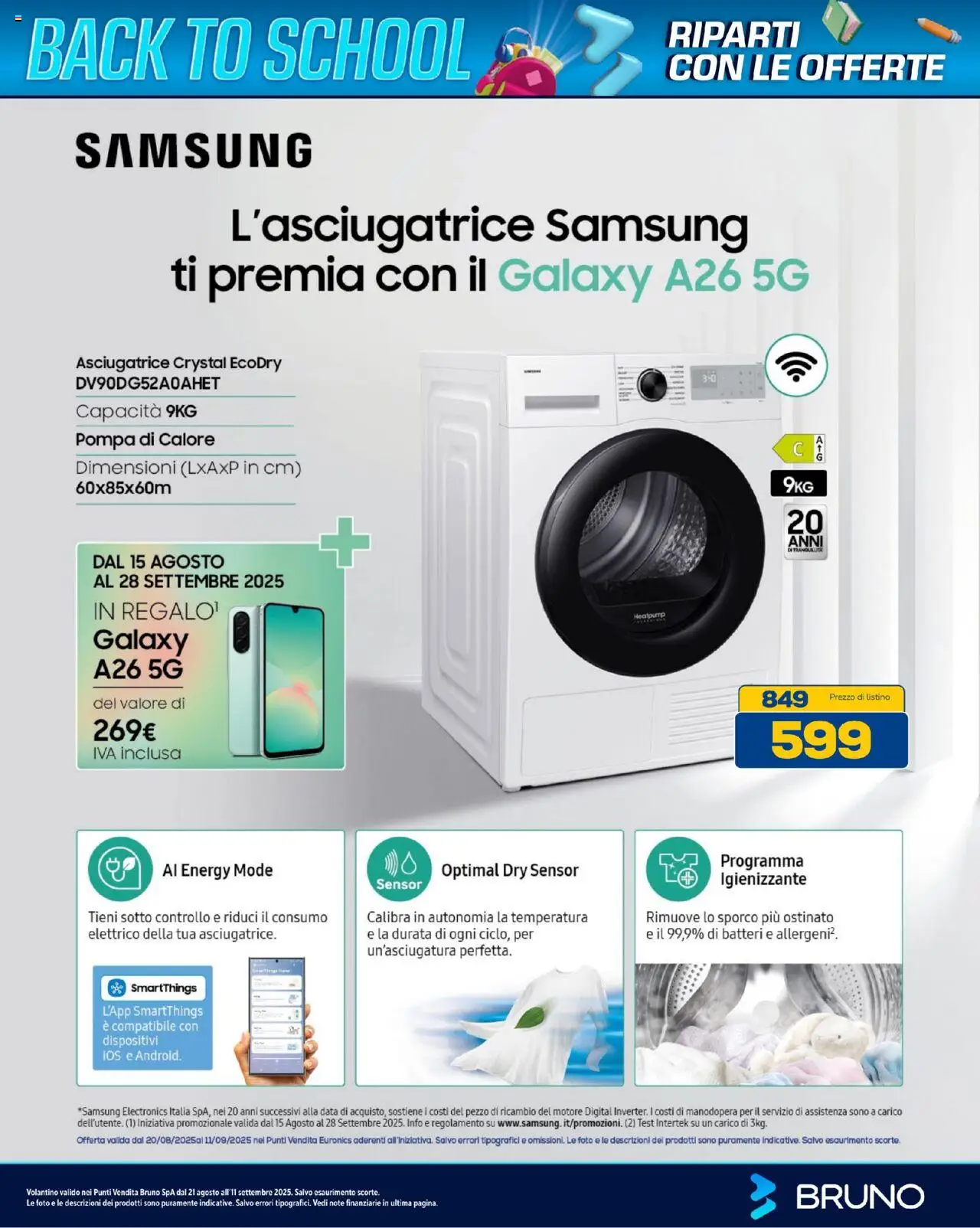 Volantino BRUNO del 21.08.2025 | Pagina: 56 | Prodotti: Asciugatrice, Data, Samsung