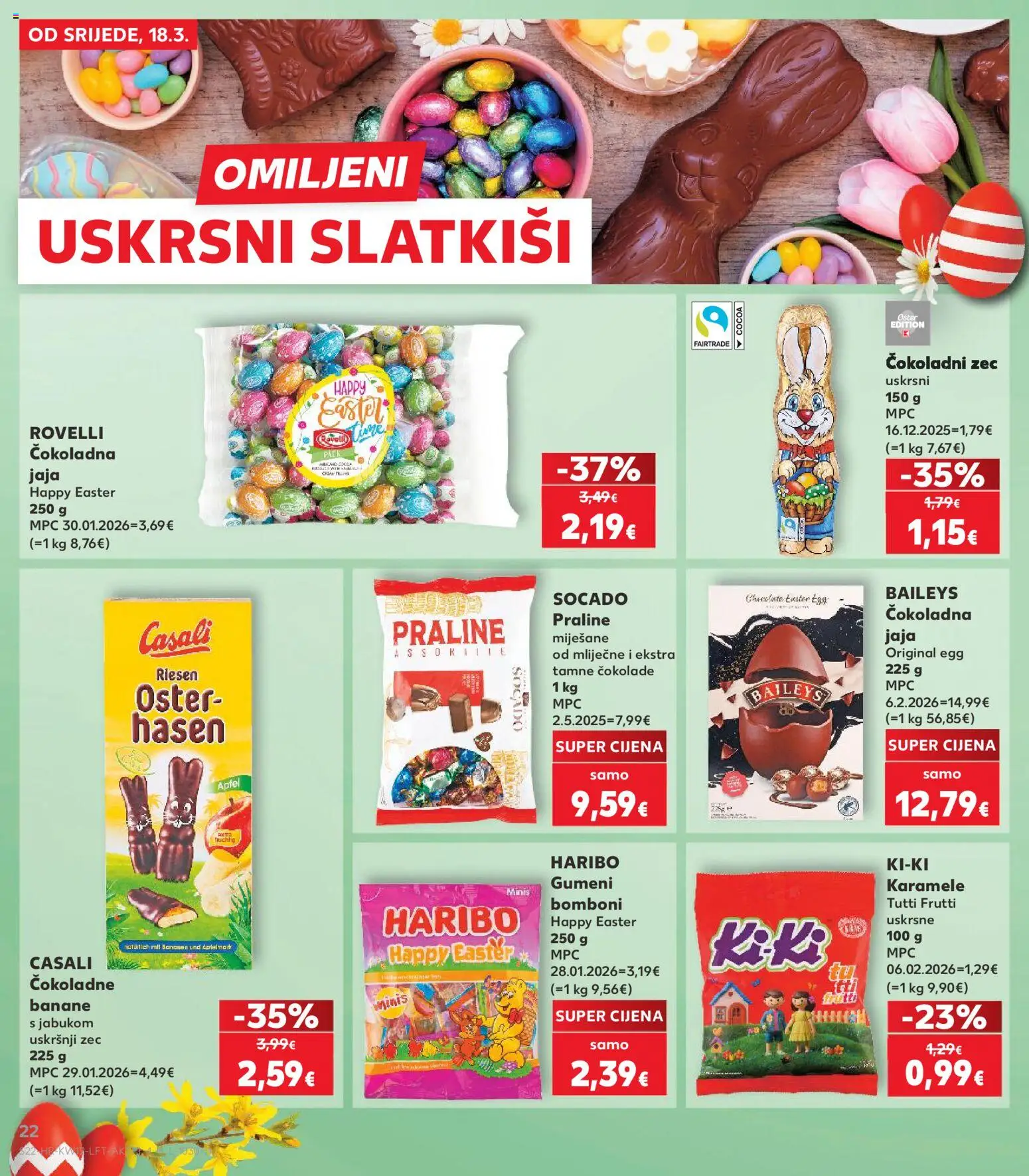 Kaufland katalog | vrijedi od 18.03.2026 | Stranica: 22 | Proizvodi: Praline, Banane, Bomboni, Baileys