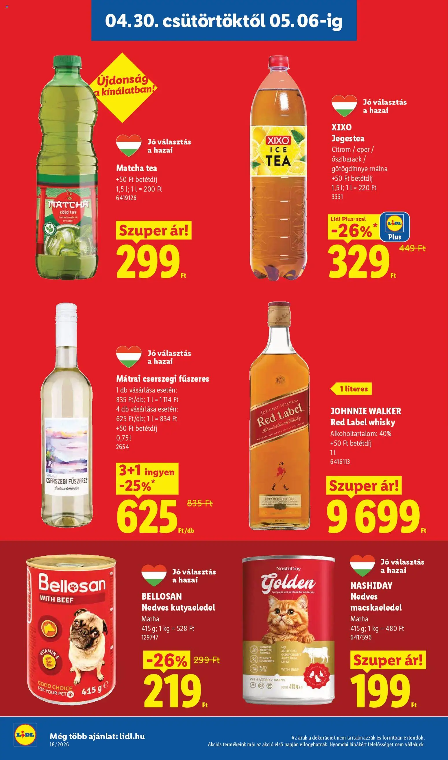 Lidl akciós ujság - amely érvényes a következő dátumtól: 30.04.2026 | Oldal: 14 | Termékek: Őszibarack, Zöld tea, Tea, Whisky