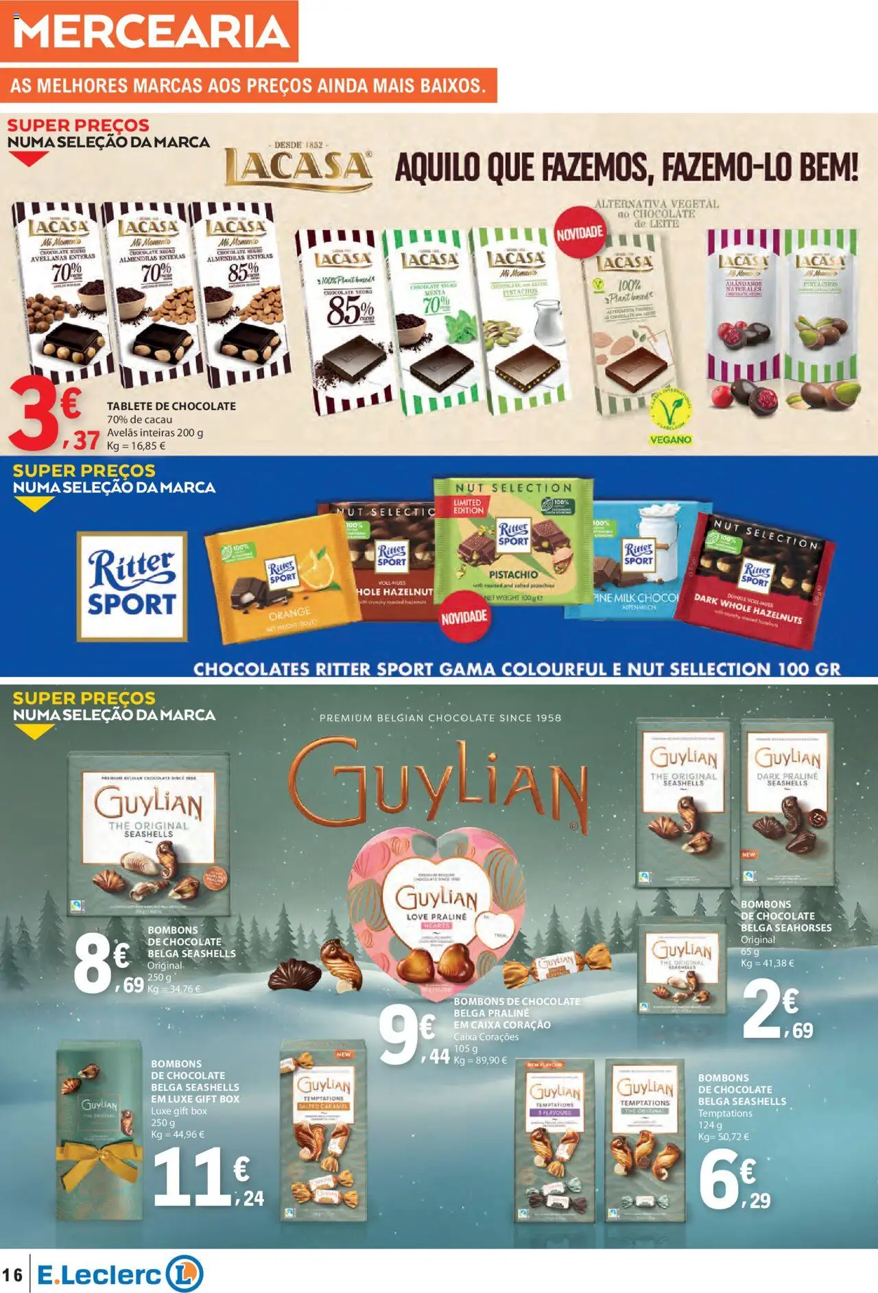 E.Leclerc folheto │ válido de 16.10.2025 | Página: 16 | Produtos: Avelãs, Chocolates, Caixa, Chocolate