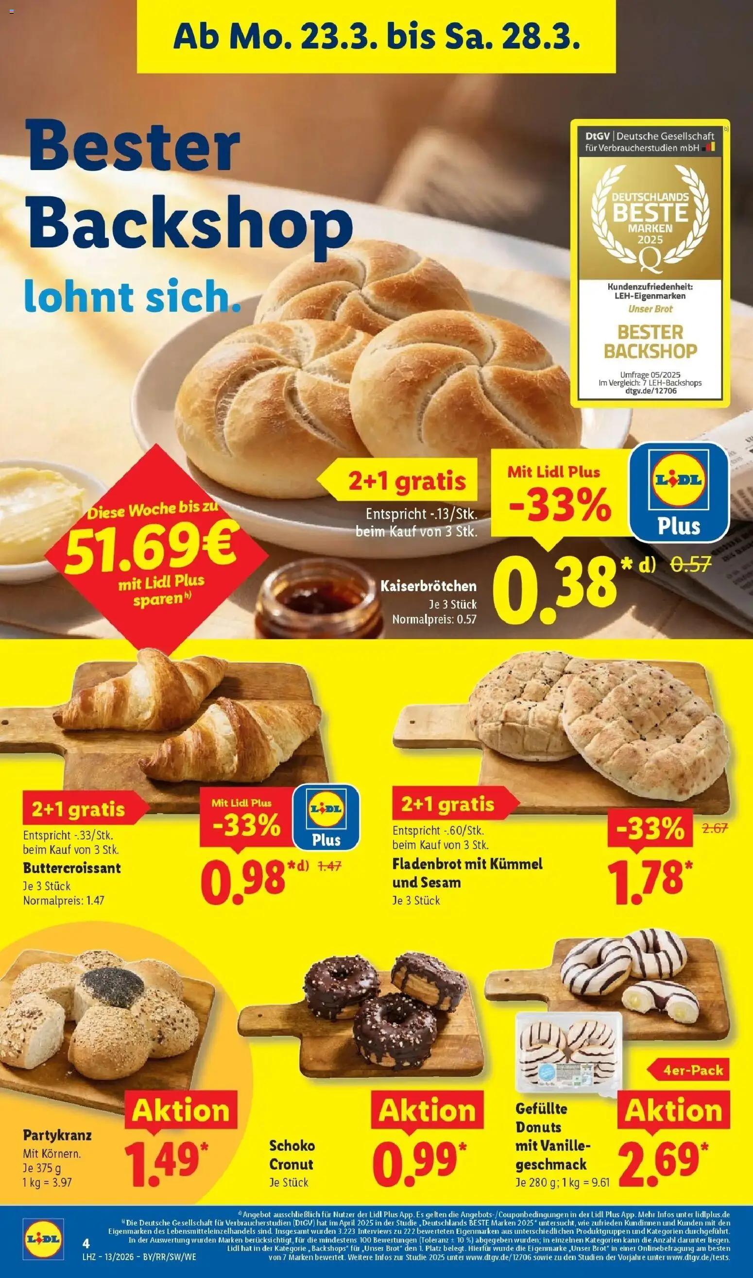 Lidl Prospekt Rheinbrohl – gültig ab 23.03.2026 | Seite: 10 | Produkte: Donuts, Brot