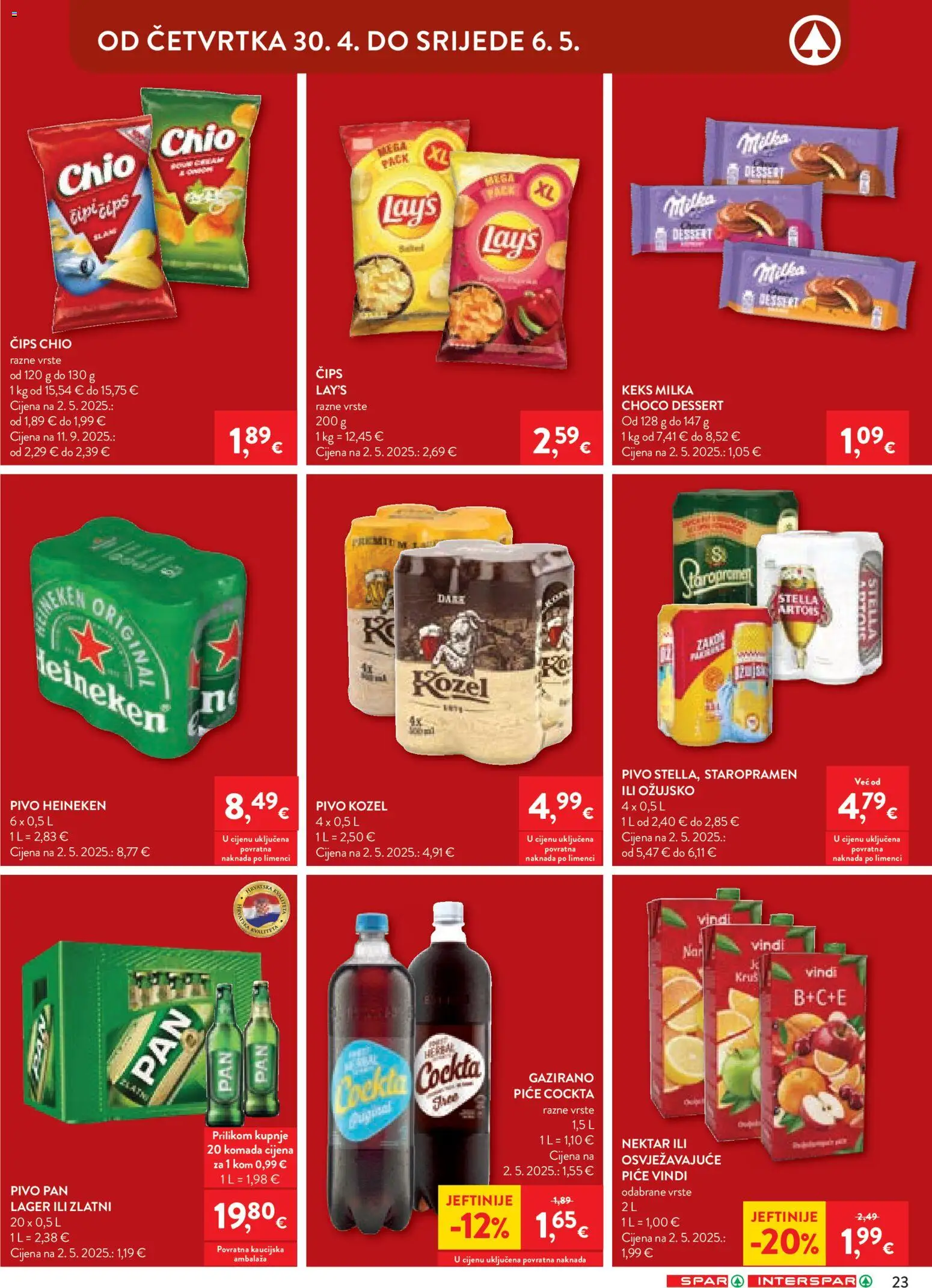 Spar katalog | vrijedi od 27.04.2026 | Stranica: 27 | Proizvodi: Kozel, Čips, Keks, Milka