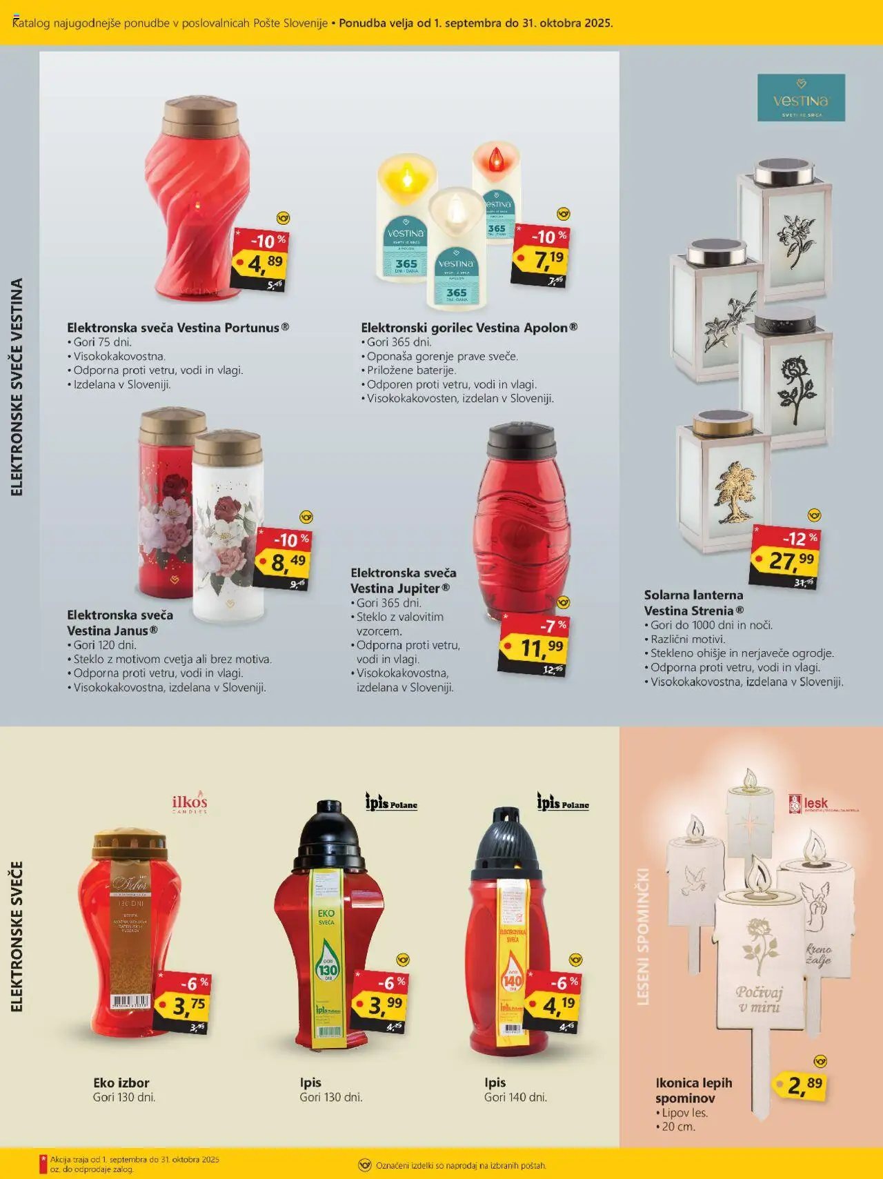 Novi Pošta Slovenije katalog ponudbe – veljaven od 01.09.2025 | Stran: 2 | Izdelki: Sveča, Svece