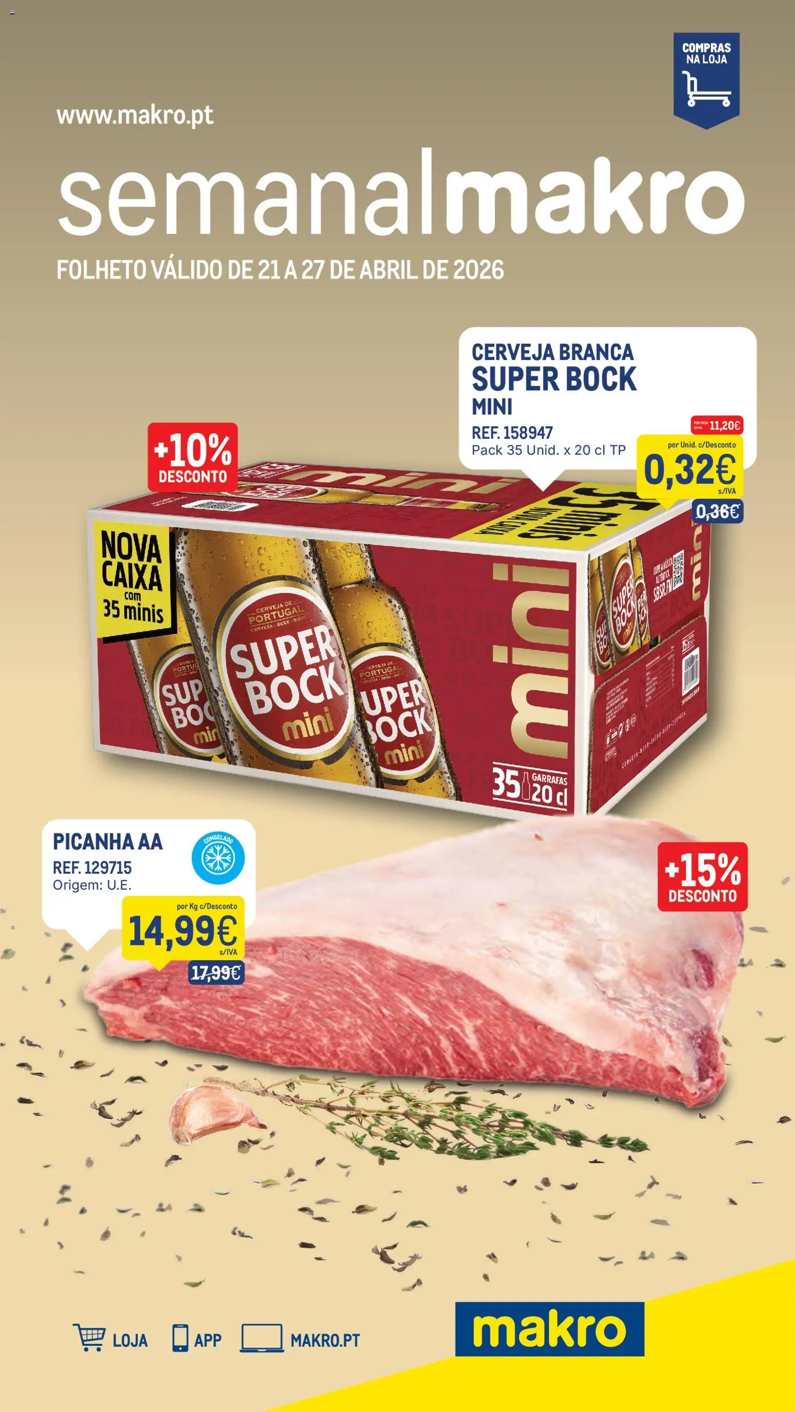 Makro folheto │ válido de 21.04.2026 | Página: 1 | Produtos: Super bock, Caixa, Cerveja