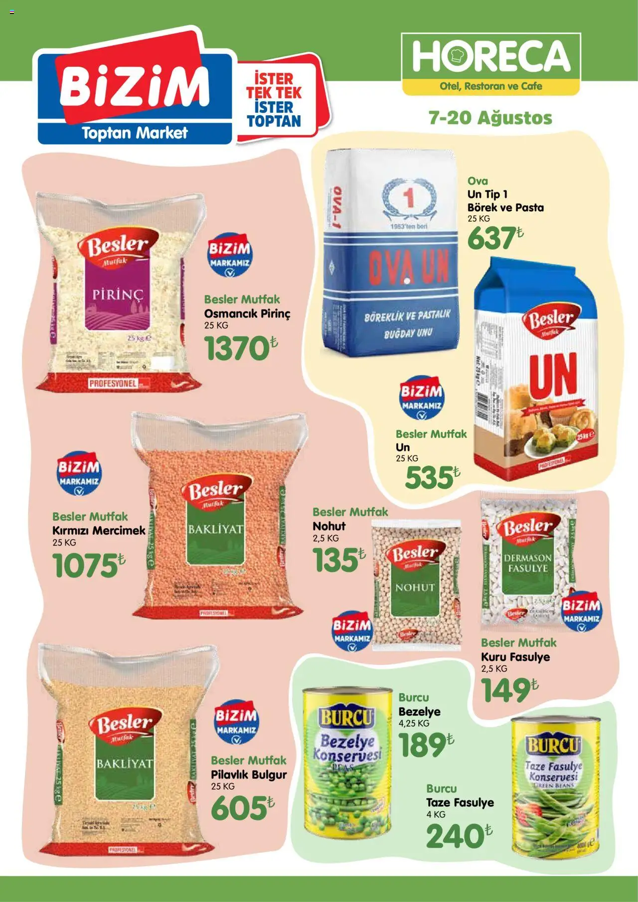 Bizim Toptan - Horeca kataloğu - 07.08.2025 tarihinden itibaren geçerlidir | Sayfa: 2 | Ürünler: Ravioli, Taze Fasulye, Pirinç, Bezelye