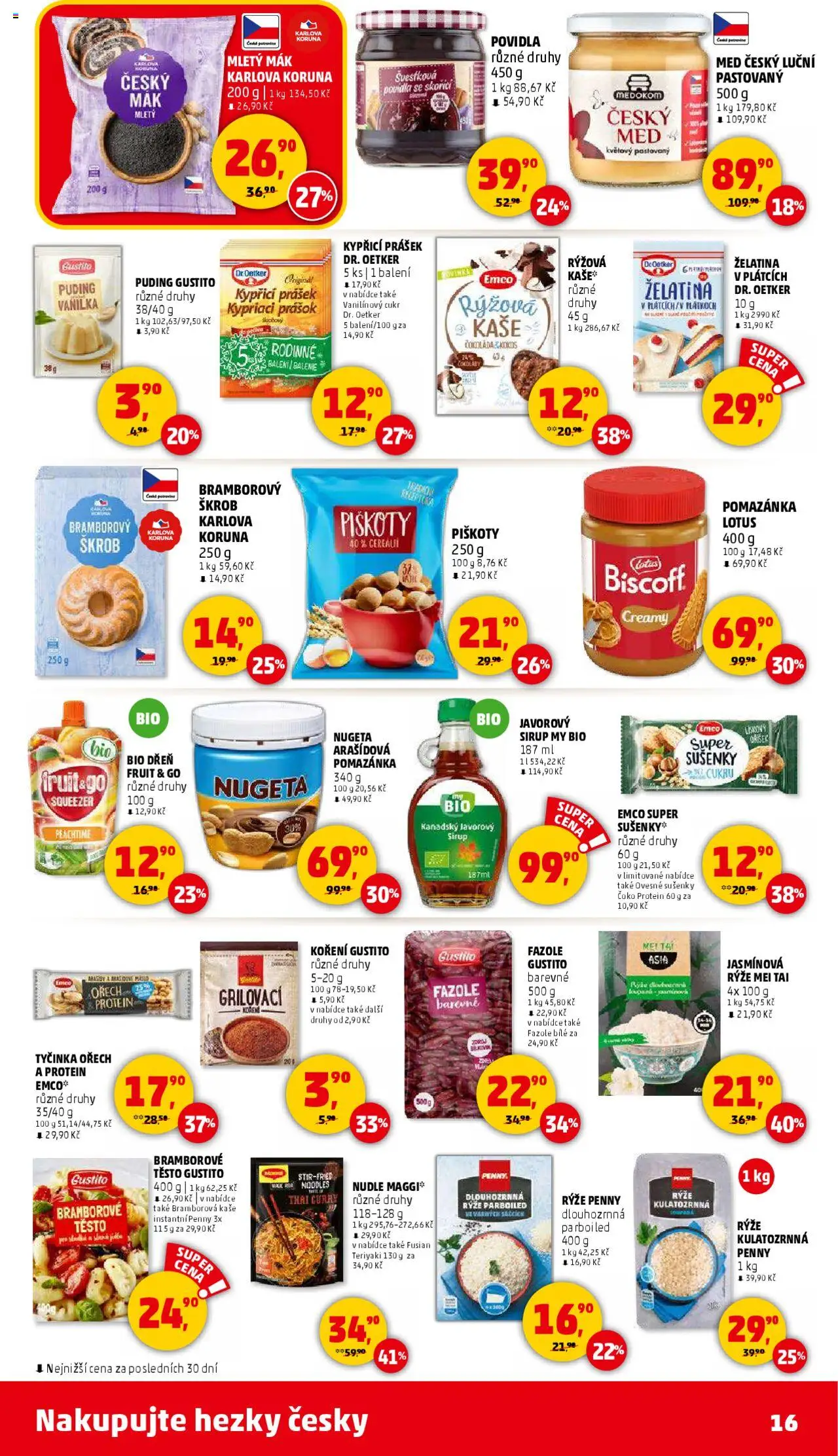 Penny Market leták - Čtvrtečník od 18.09.2025 | Strana: 16 | Produkty: Piškoty, Pomazánka, Protein, Těsto