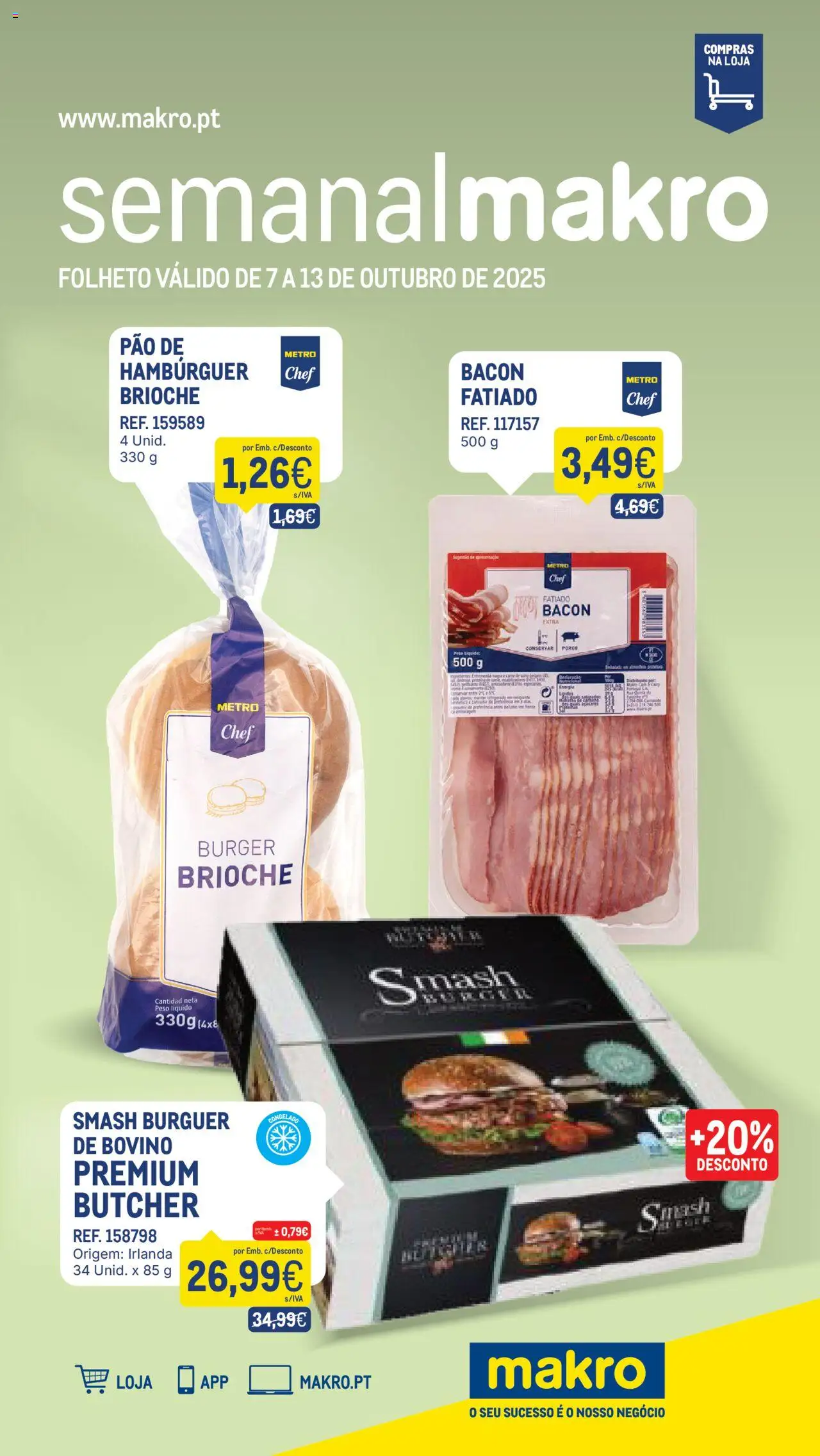 Makro folheto │ válido de 07.10.2025 | Página: 1 | Produtos: Bacon, Hambúrguer, Pão