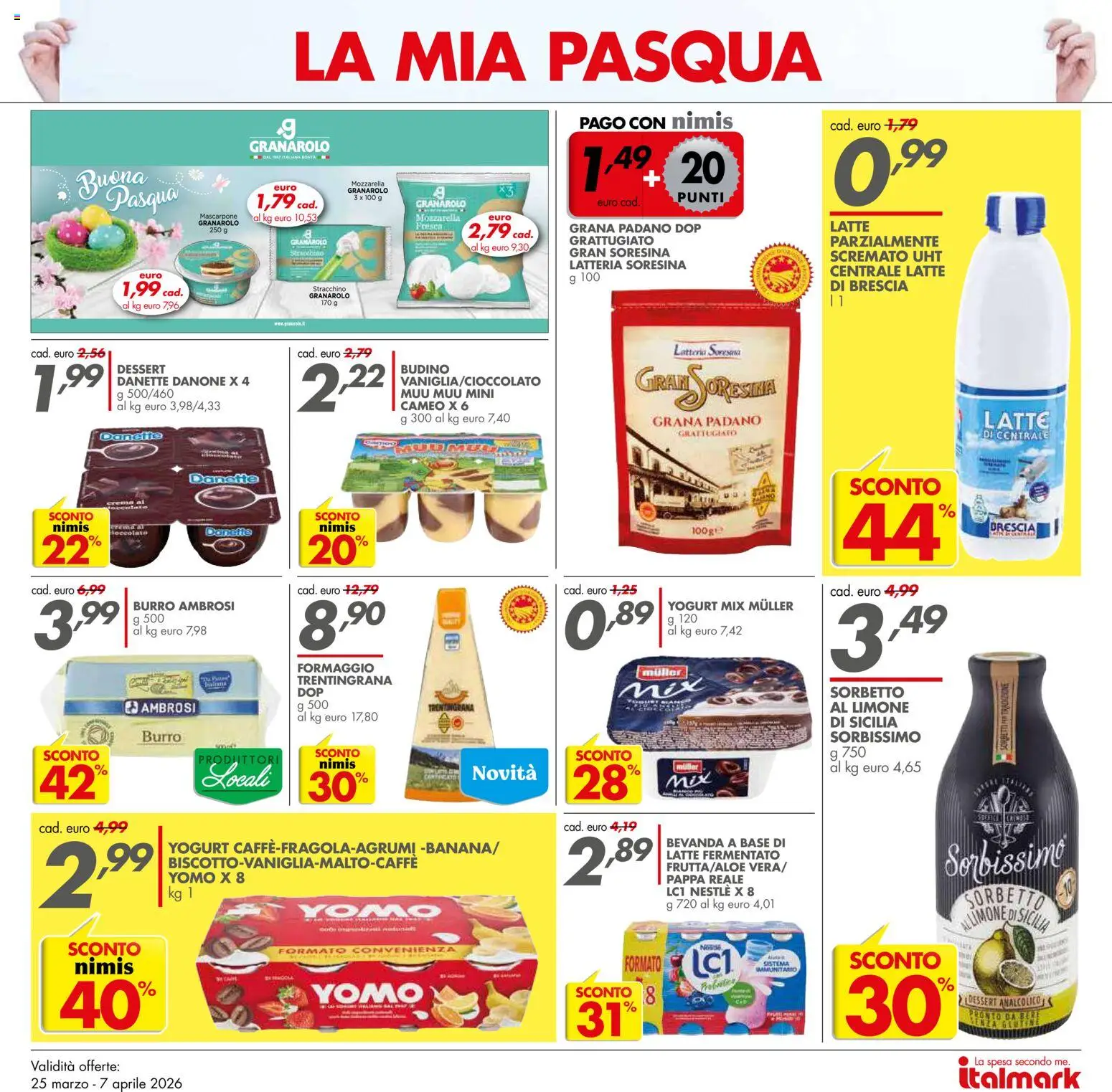 Volantino Italmark del 25.03.2026 | Pagina: 12 | Prodotti: Sorbetto, Limone, Burro, Budino
