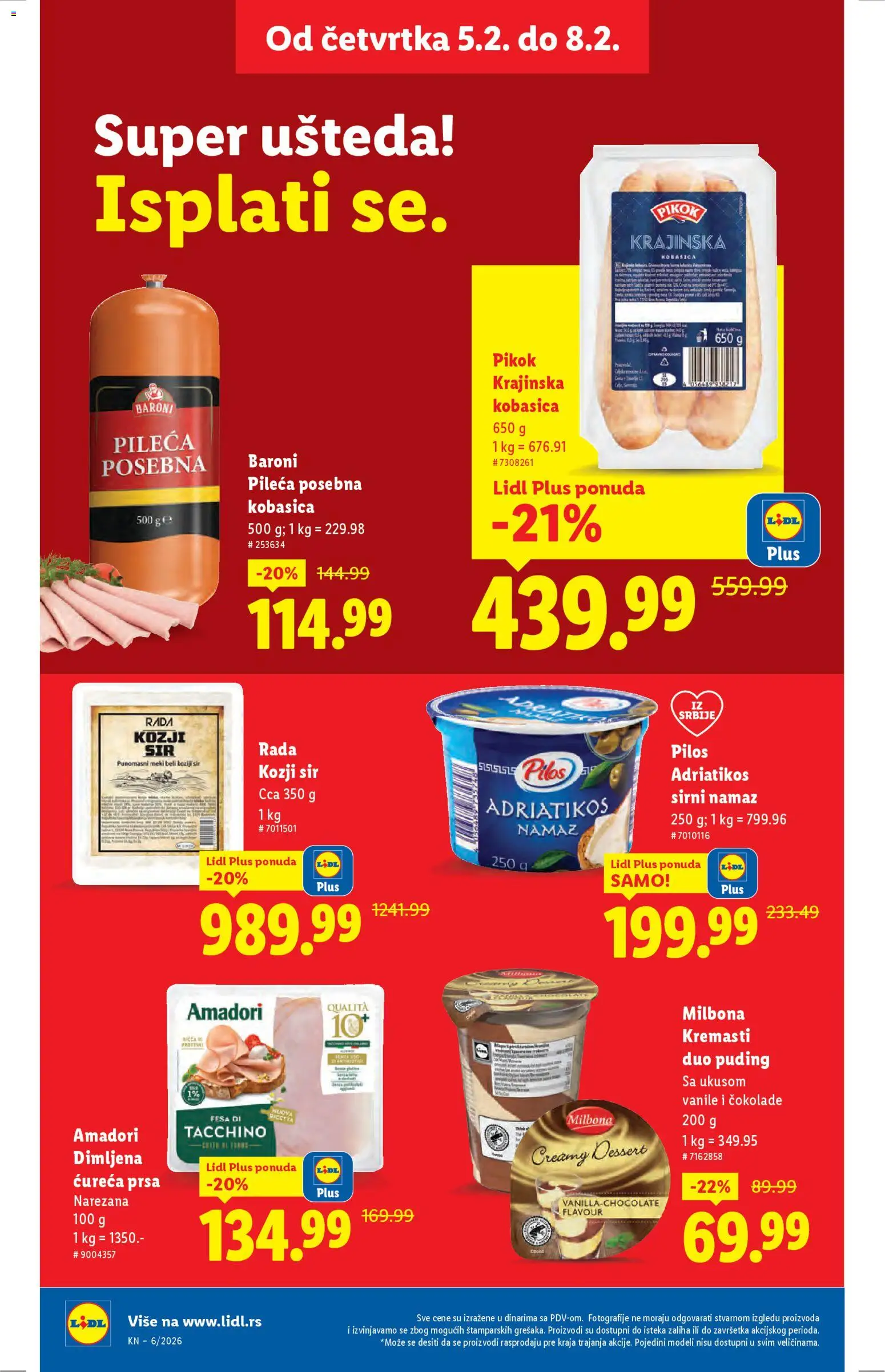 Lidl katalog - važi od 05.02.2026 | Strana: 18 | Proizvode: Kozji sir, Puding, Sir, Kobasica
