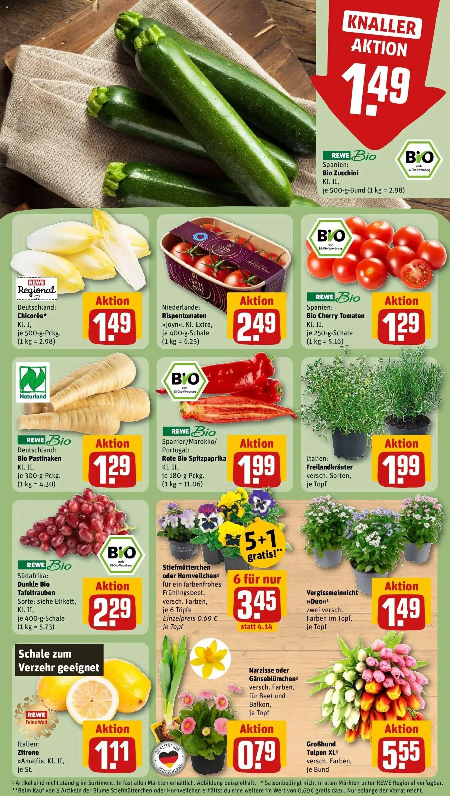 Rewe Prospekt Weiskirchen	 – gültig ab 15.03.2026 | Seite: 9 | Produkte: Stiefmutterchen, Tomaten, Zitrone, Zucchini