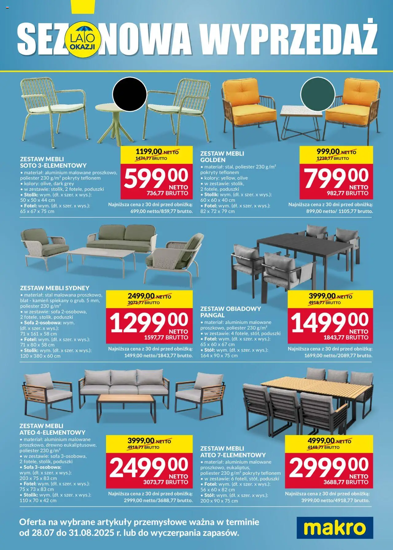 Makro Gazetka - Totalna Wyprzedaż od 28.07.2025 | Strona: 2 | Produkty: Sofa, Fotel, Stół, Zestaw obiadowy