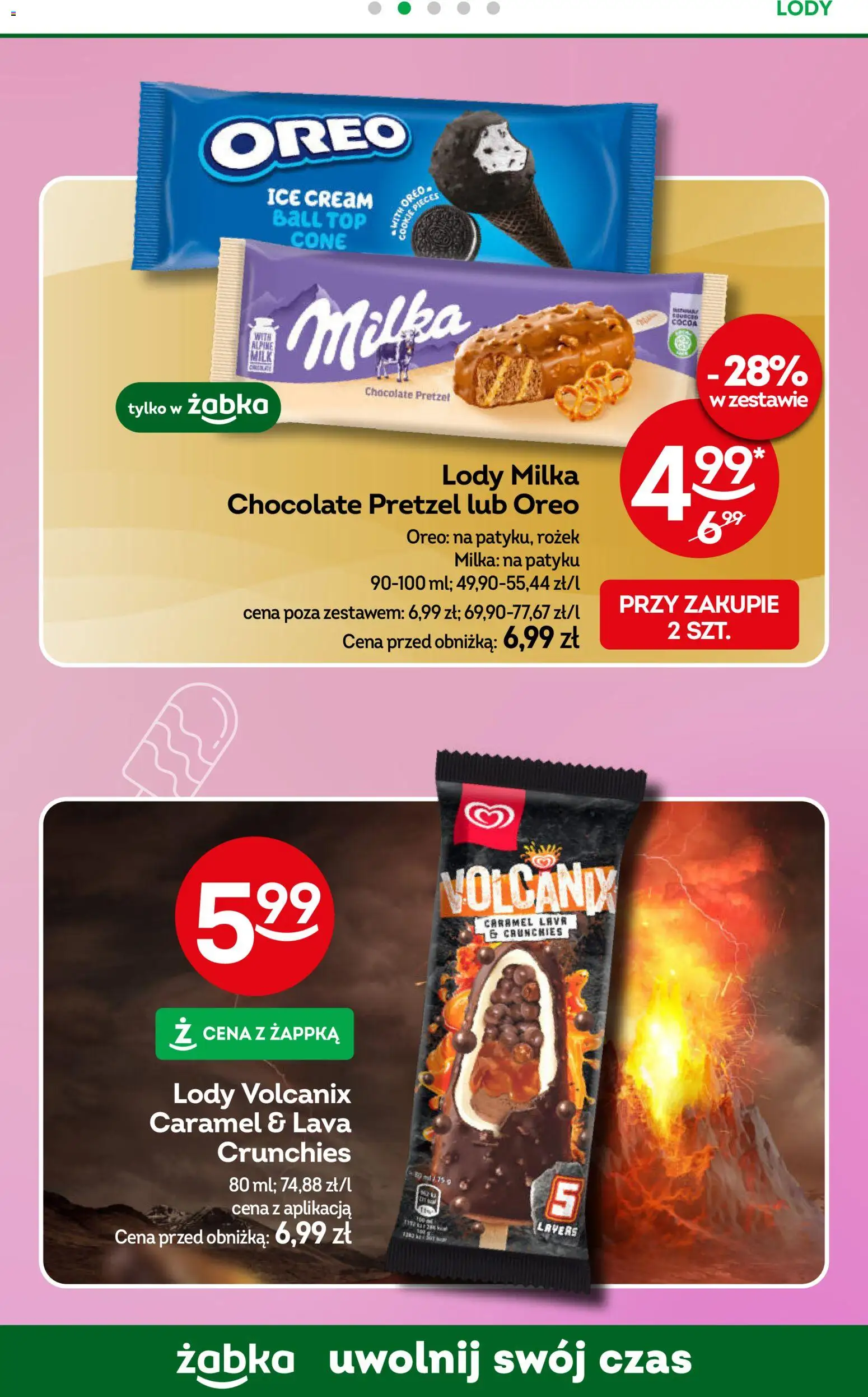 Żabka gazetka od 22.04.2026 | Strona: 51 | Produkty: Top, Milka, Lody