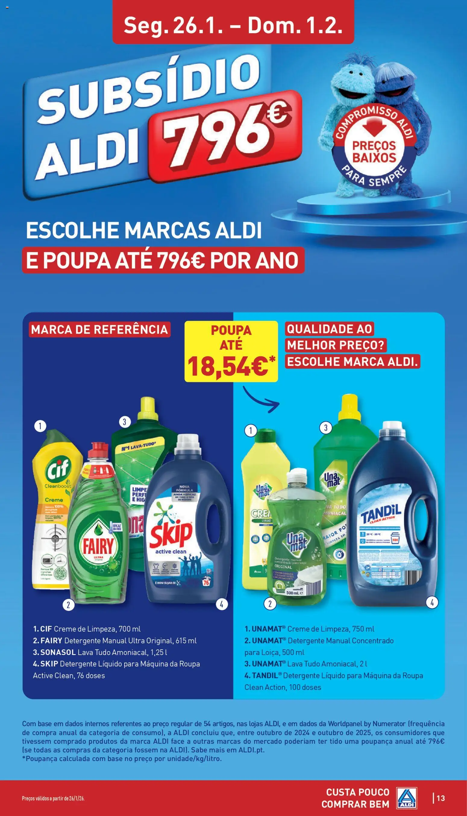 Aldi folheto │ válido de 26.01.2026 | Página: 13 | Produtos: Pó, Base, Detergente, Creme