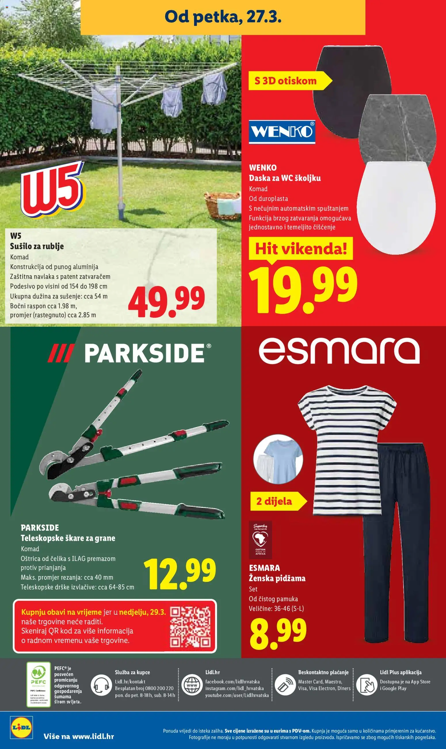 Lidl katalog | vrijedi od 23.03.2026 | Stranica: 64 | Proizvodi: Pidžama, Škare, Sušilo za rublje, Parkside