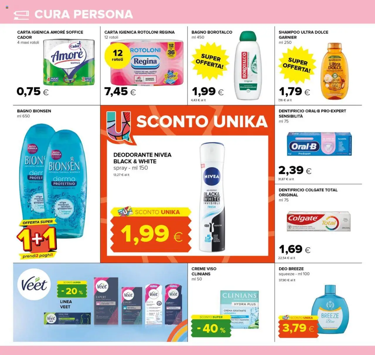 Volantino Oasi del 21.08.2025 | Pagina: 28 | Prodotti: Shampoo, Crema, Carta igienica, Bagno