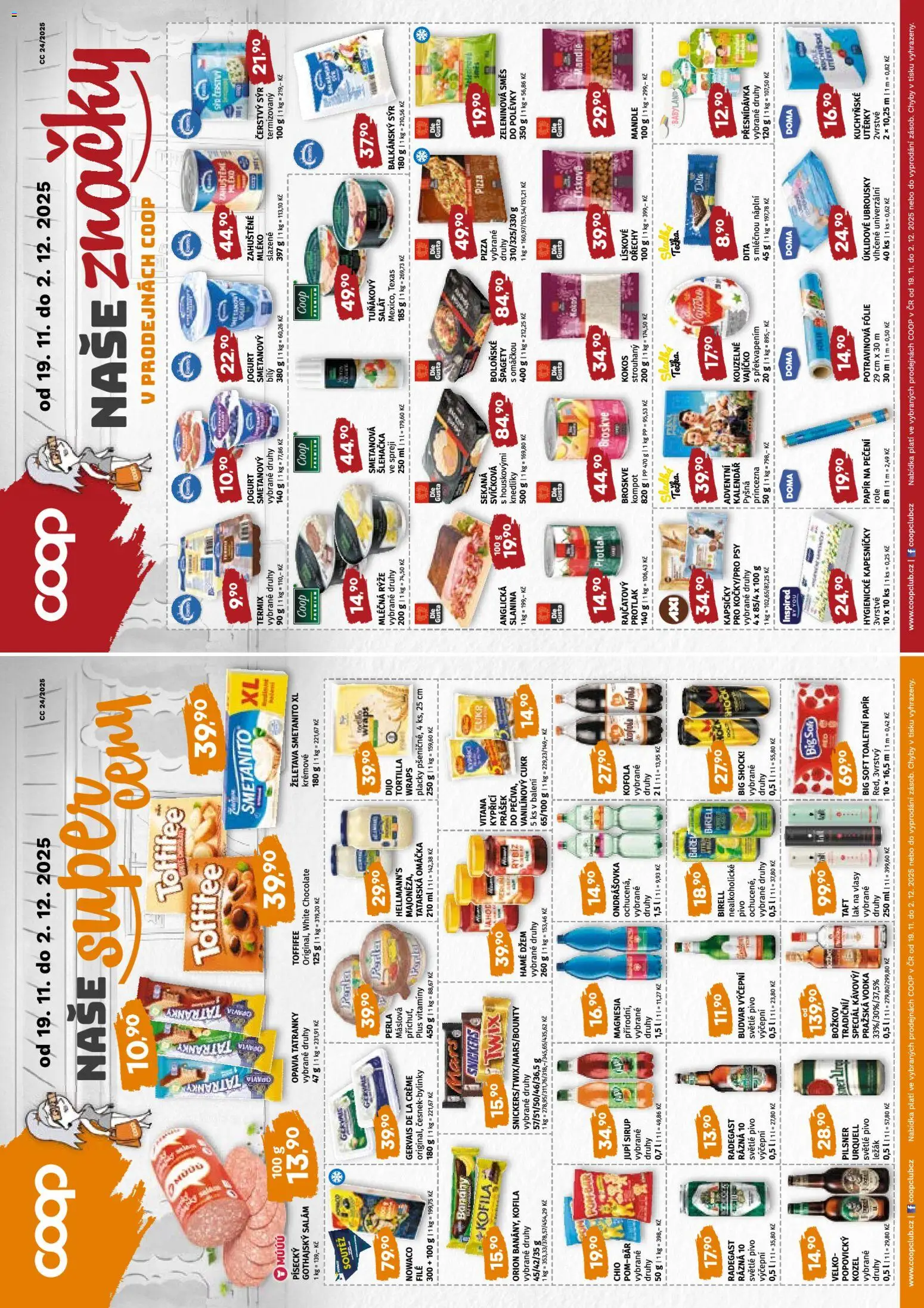 Coop leták od 19.11.2025 | Strana: 4 | Produkty: Utěrky, Ubrousky, Tortilla, Slanina