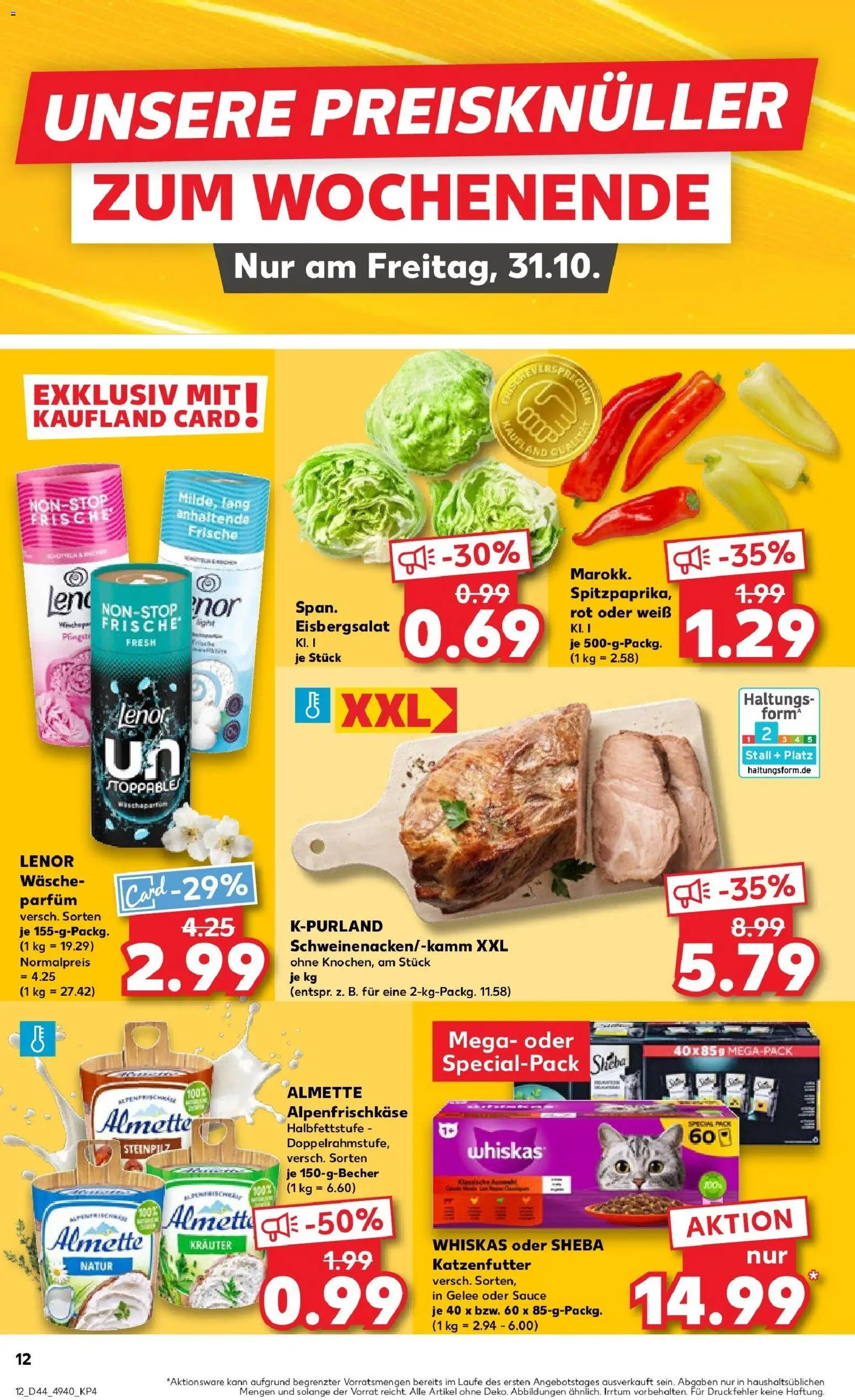 Kaufland prospekt Castrop-Rauxel	 – gültig ab 30.10.2025 | Seite: 12 | Produkte: Sheba, Katzenfutter, Parfüm, Eisbergsalat