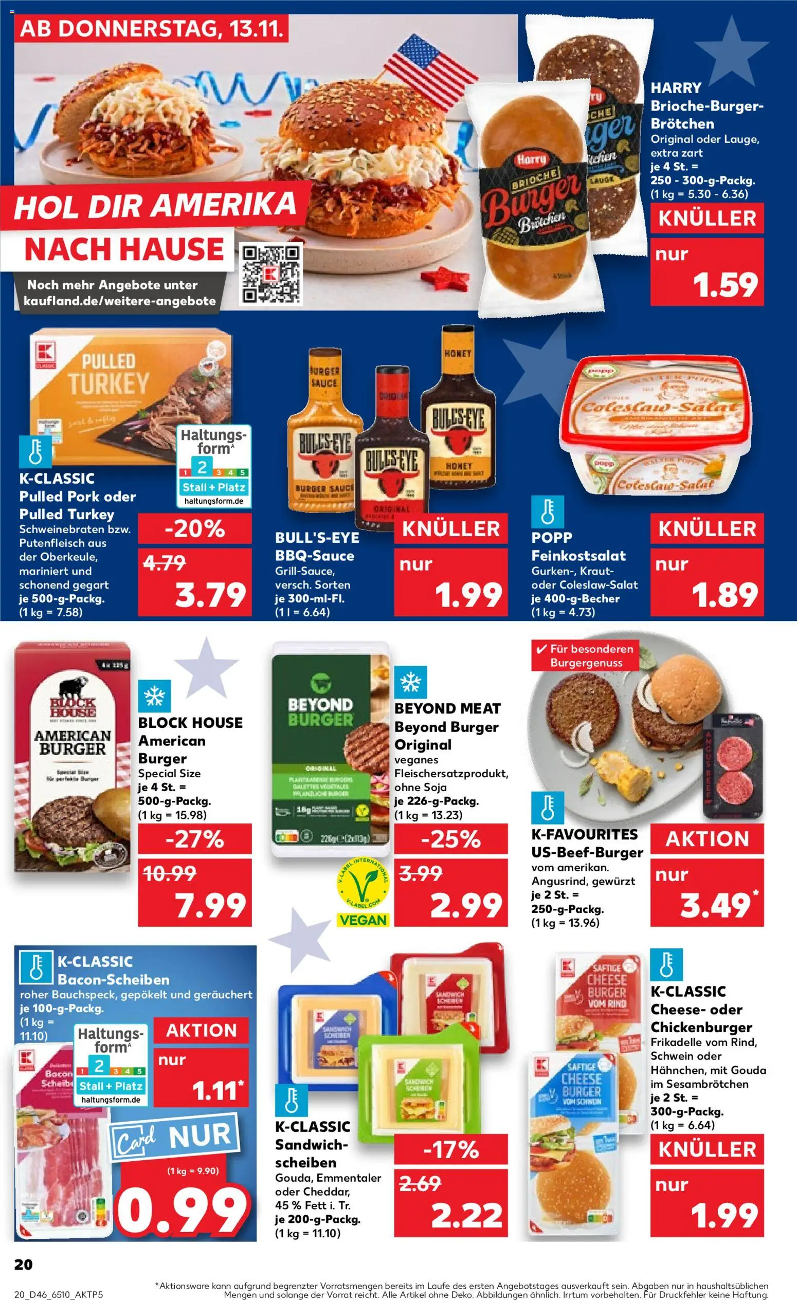 Kaufland prospekt Köln	 – gültig ab 13.11.2025 | Seite: 20 | Produkte: Gouda, Burger, Kraut