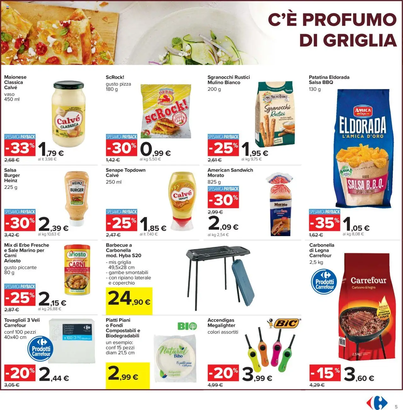 Volantino Carrefour del 07.08.2025 | Pagina: 5 | Prodotti: Ripiano, Salsa, Sale, Griglia