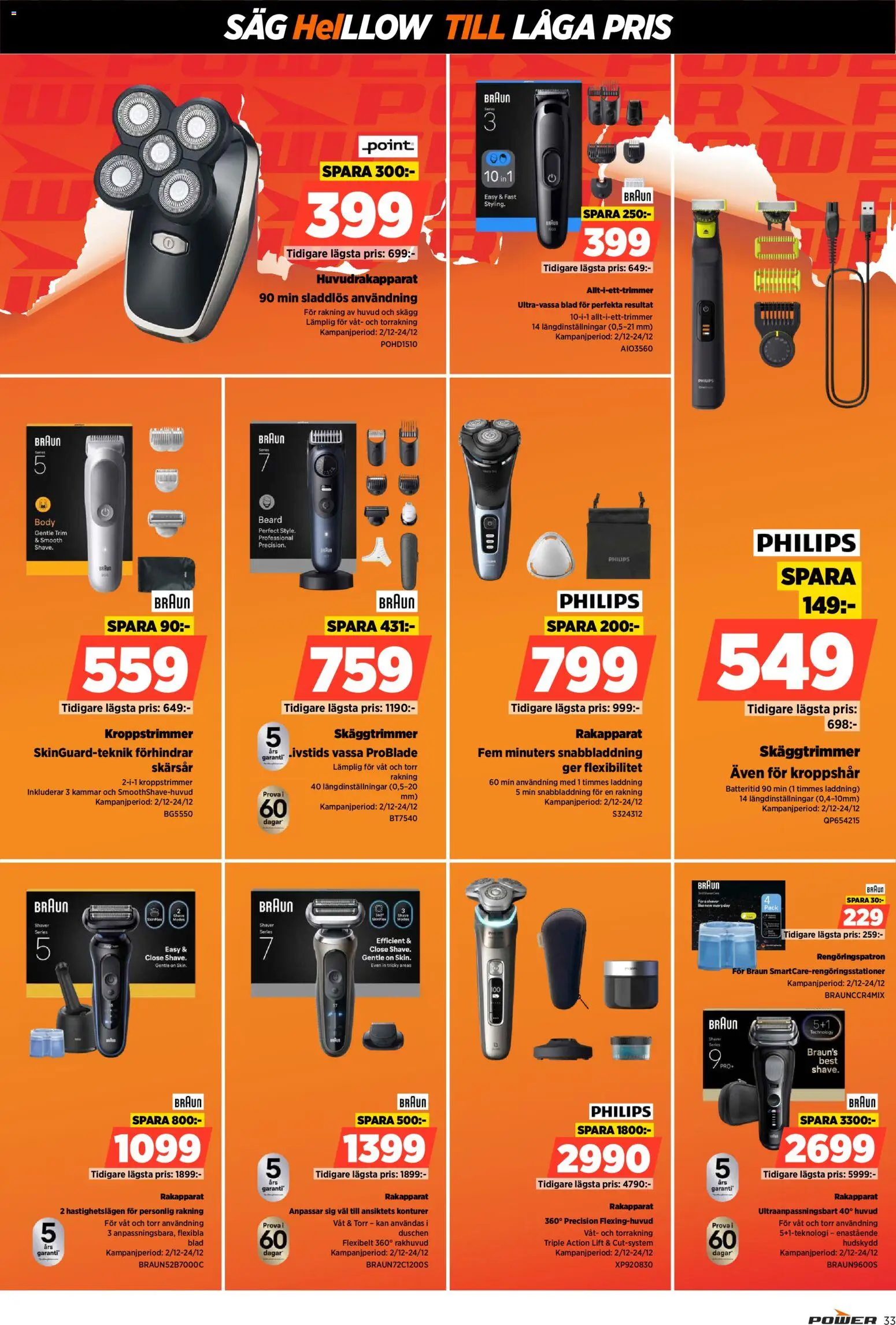 Power reklamblad aktuell från 22.12.2025 | Sida: 33 | Produkter: Rakapparat, Såg, Skäggtrimmer