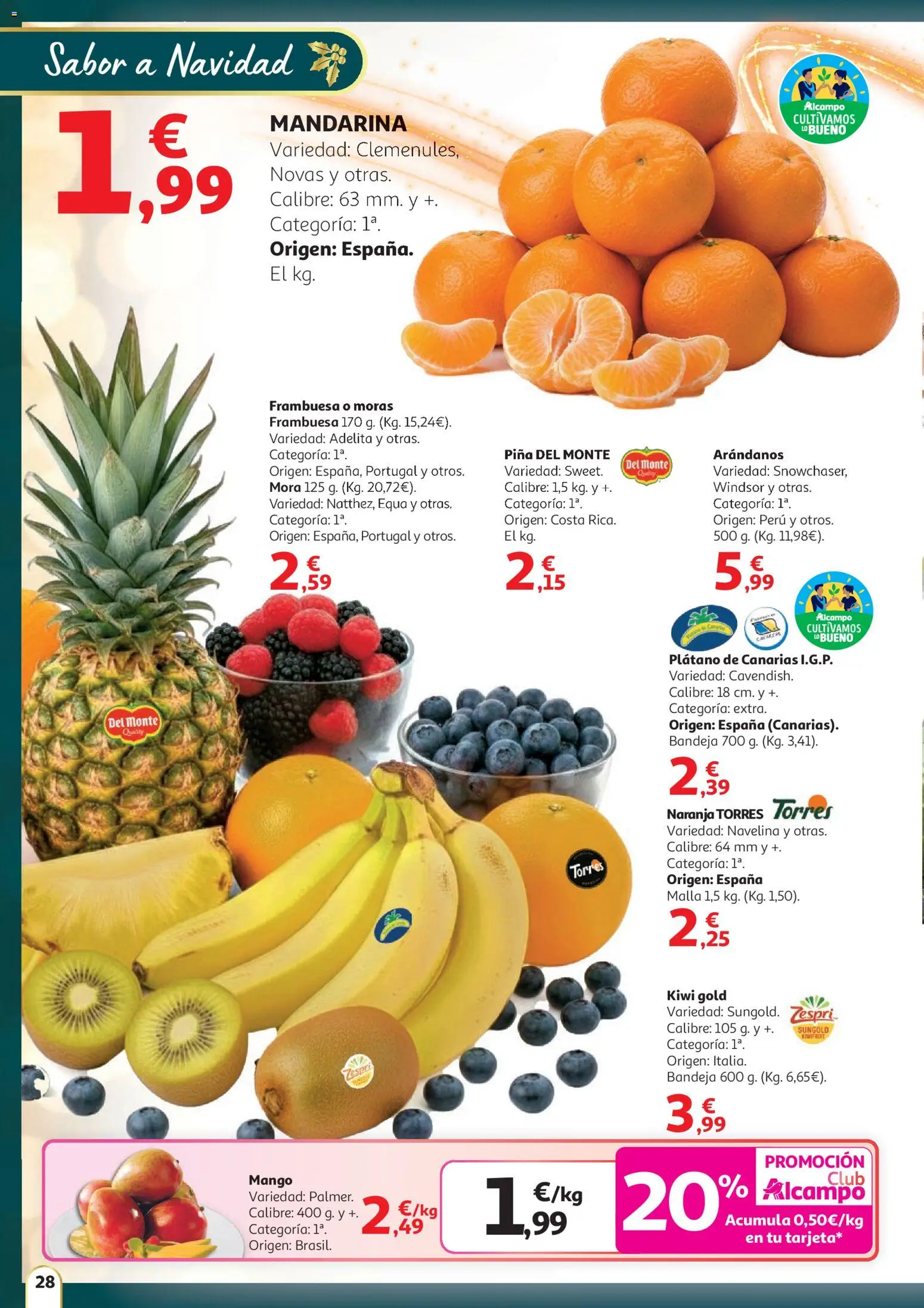 Alcampo - HG Nacional  │ válido desde el 11.12.2025 | Página: 28 | Productos: Piña, Kiwi, Ρούτερ, Bandeja