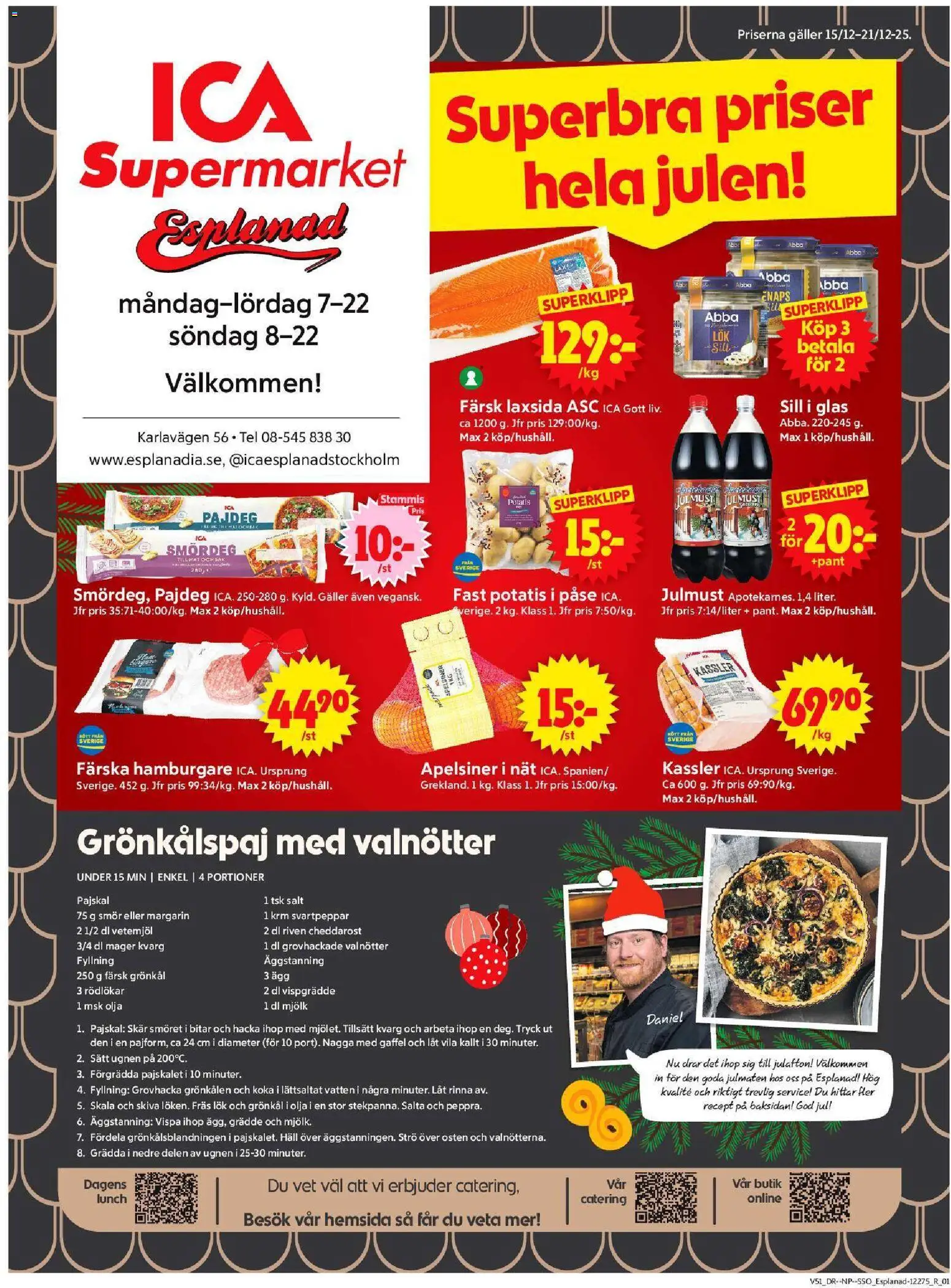 ICA Supermarket reklamblad aktuell från 15.12.2025 | Sida: 1 | Produkter: Salt, Kassler, Häll, Kvarg