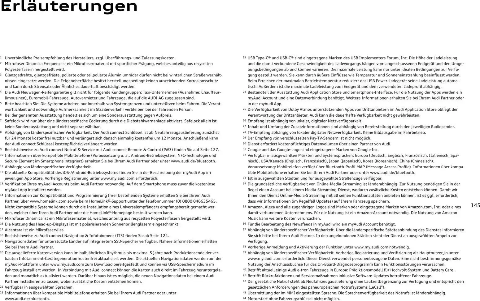 Audi Q7 – gültig ab 28.10.2025 | Seite: 145 | Produkte: USB, Navigation, Smartphone