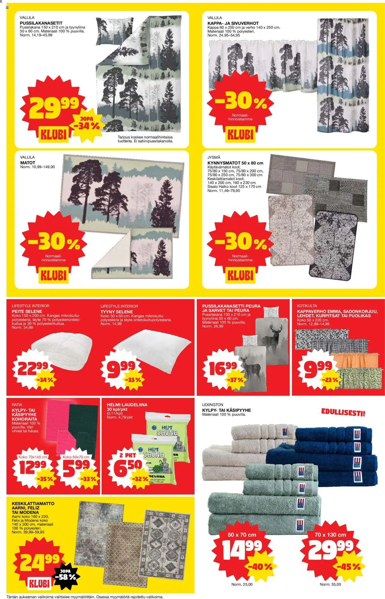 Tokmanni tarjoukset – voimassa 15.09.2025 alkaen | Sivu: 6 | Tuotteet: Pussilakanasetti, Kangas, Kylpy, Tyynyliina