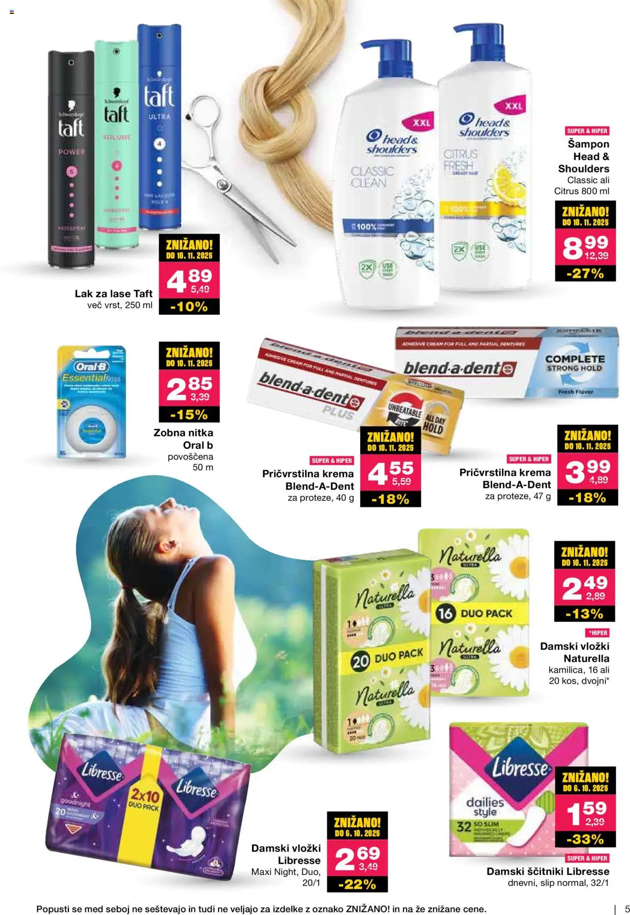Mercator katalog nega za vso družino │ velja od 27.08.2025 | Stran: 5 | Izdelki: Vložki, Sampon, Krema, Lak