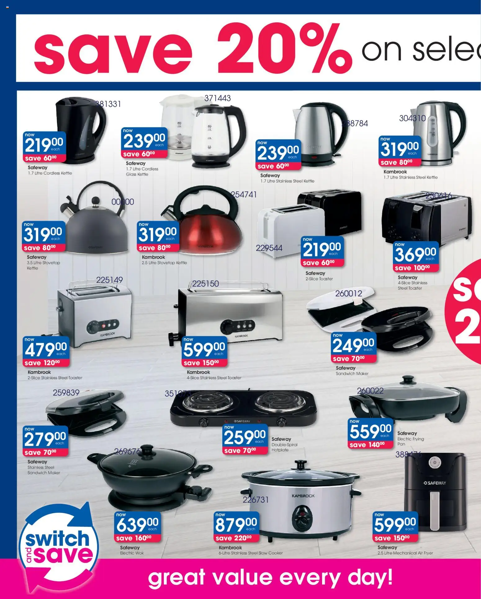 New Clicks catalogue – valid from 23.10.2025 | Page: 40 | Products: Kettle, Sandwich maker, Fryer, Slow cooker