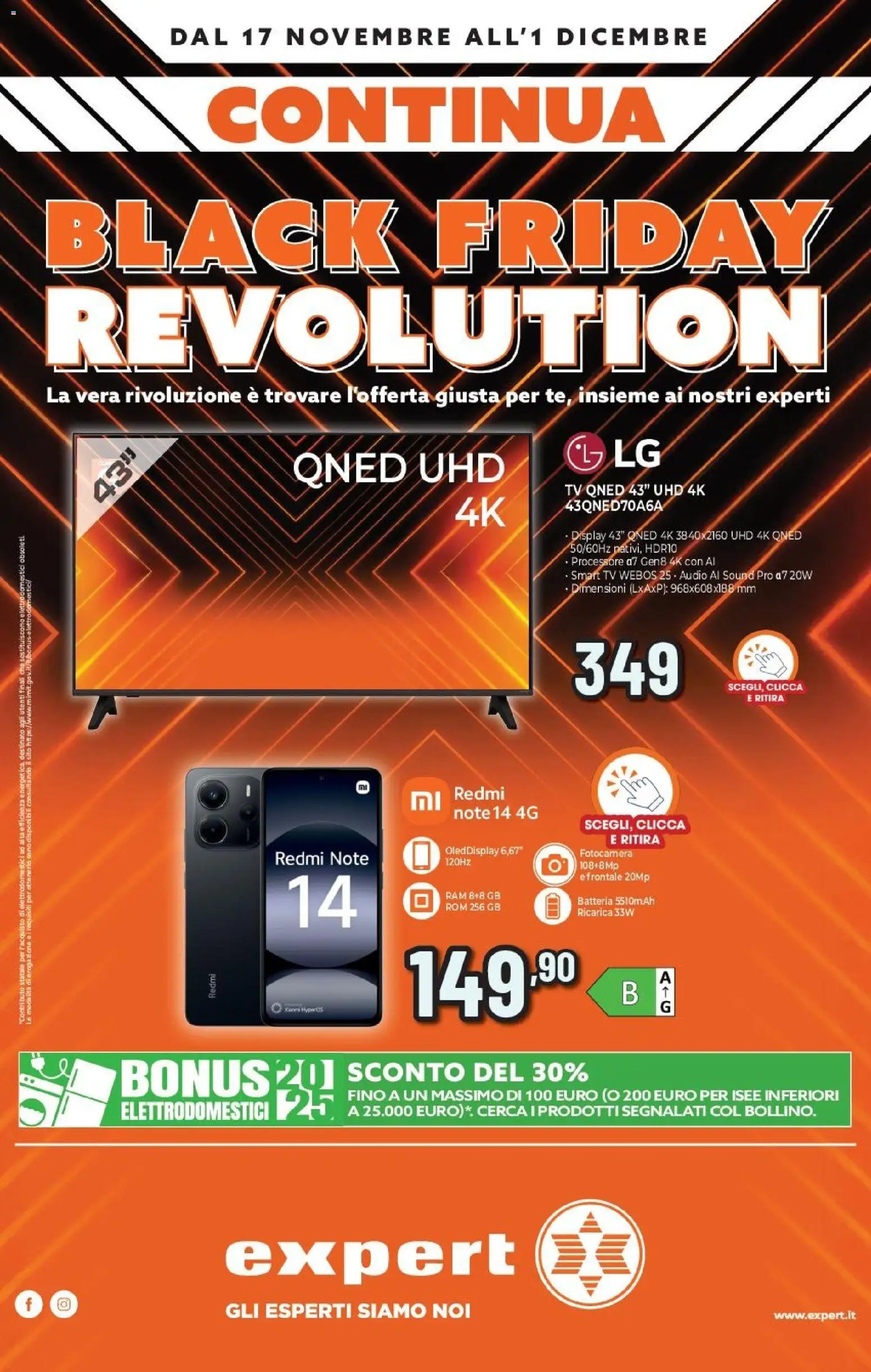 Volantino Expert del 17.11.2025 | Pagina: 1 | Prodotti: smart TV, TV, Fotocamera, Batteria