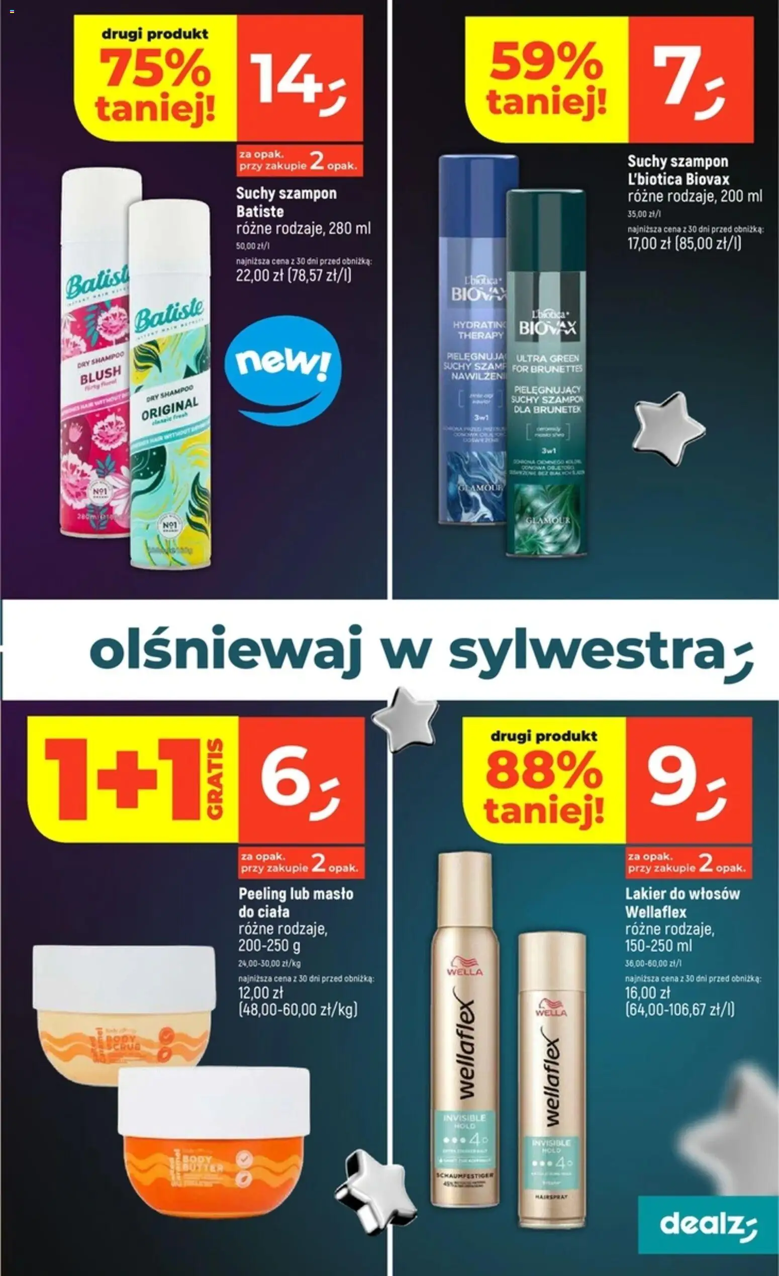 Dealz Gazetka od 27.12.2025 | Strona: 29 | Produkty: Masło, Szampon, Lakier do włosów, Suchy szampon