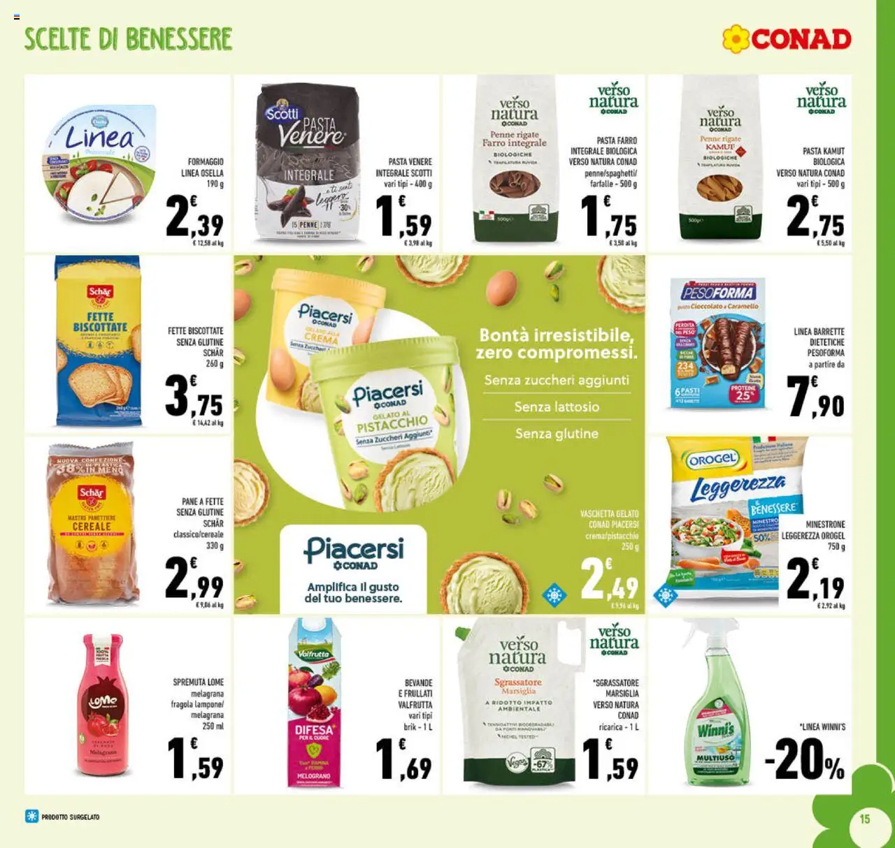 Volantino Conad del 10.09.2025 | Pagina: 15 | Prodotti: Crema, Formaggio, Fette biscottate, Penne