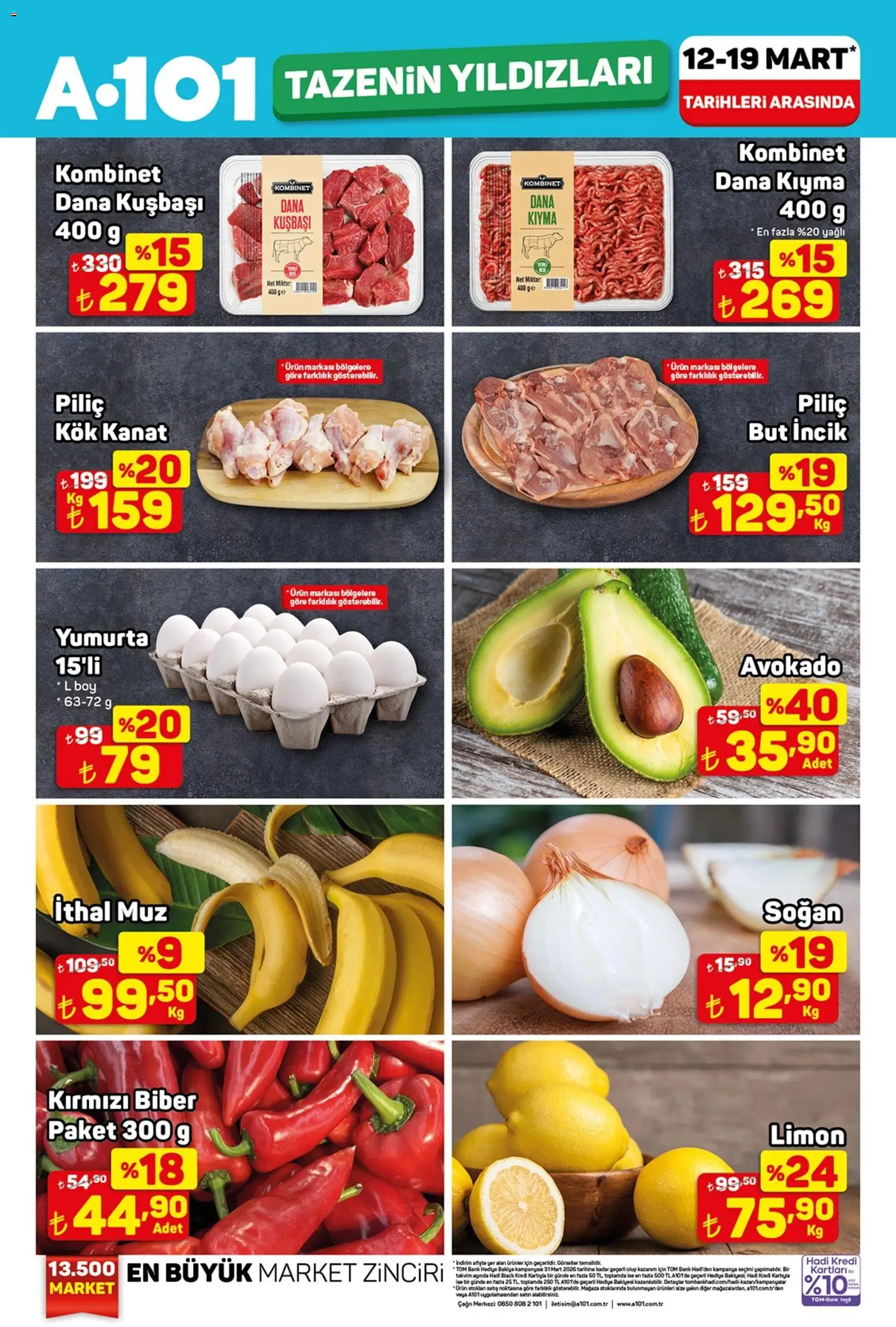 A101 - Tazenin Yıldızları - 12.03.2026 tarihinden itibaren geçerlidir | Sayfa: 1 | Ürünler: Yumurta, Avokado, Biber, Limon