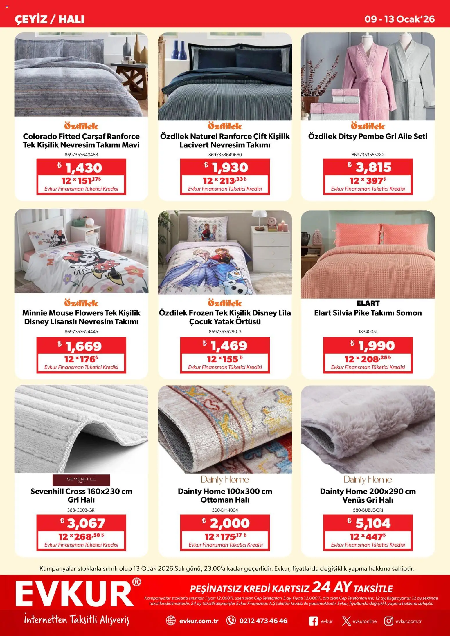 Evkur Katalog - 09.01.2026 tarihinden itibaren geçerlidir | Sayfa: 9 | Ürünler: Yatak, Halı, Nevresim, Pike
